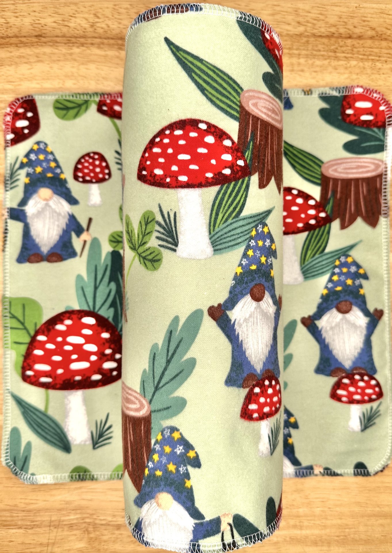 Gnomes & Mushrooms Paperless Towels || Unpaper Towels || Eco-Friendly Gift || Mushroom Cloth Napkins 12x12 Sheets