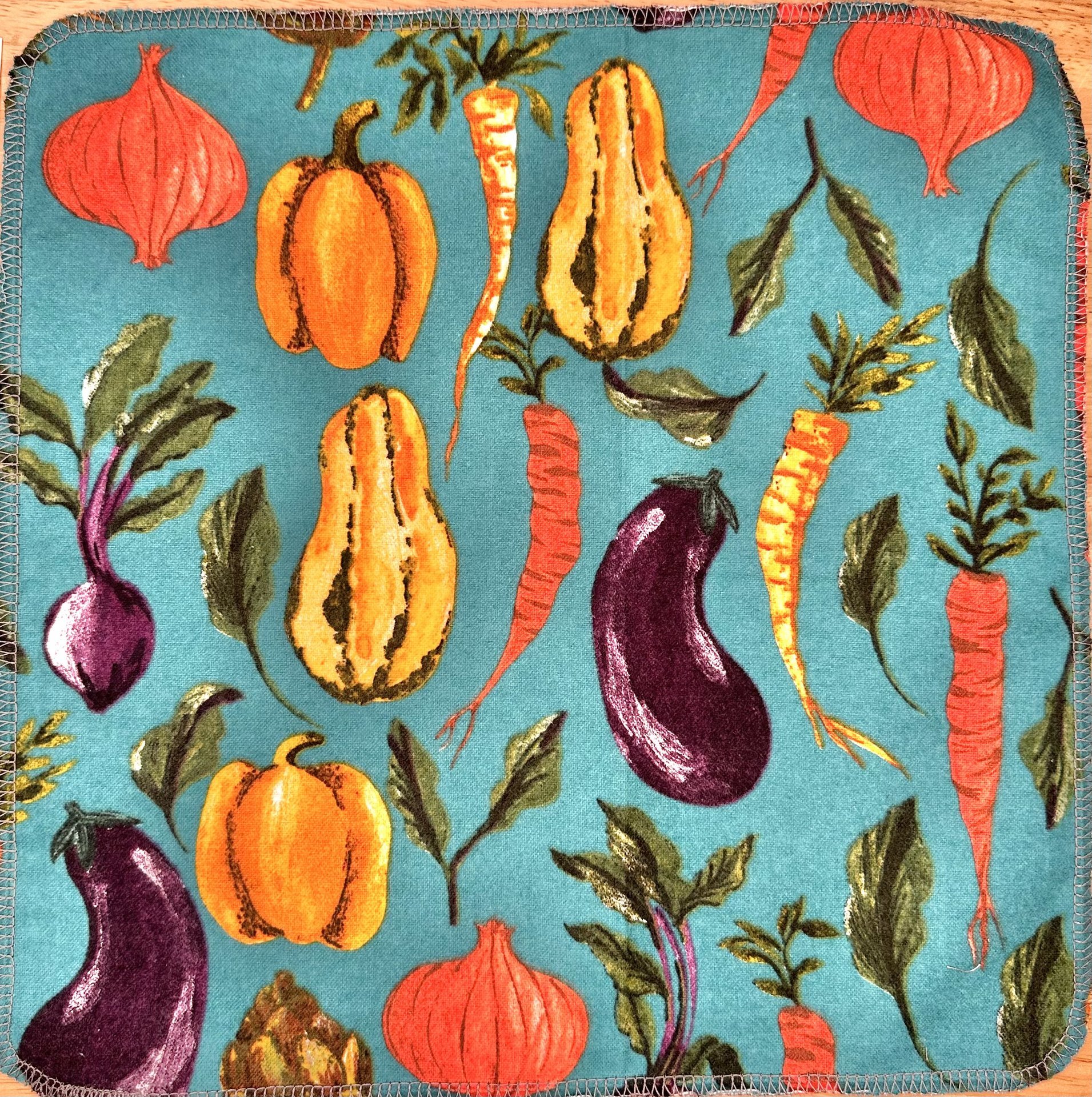Paperless Towels Roots & Vegetables || Unpaper Towels || Eco Alternative Kitchen Goods 12x12 Sheets