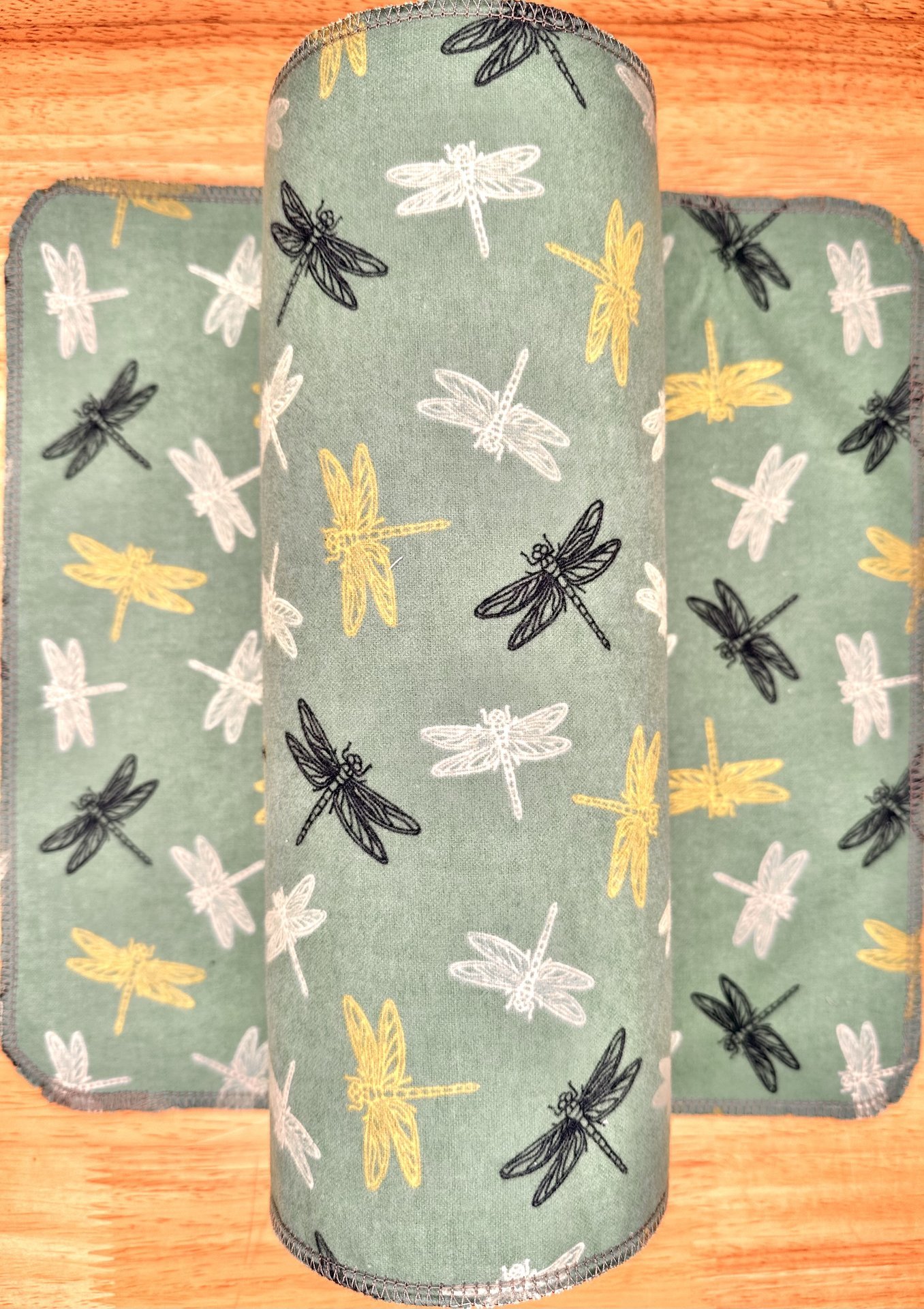 Dragonflies on Green Paperless Towels || Unpaper Towels || Eco-Friendly Gift 12x12 Sheets