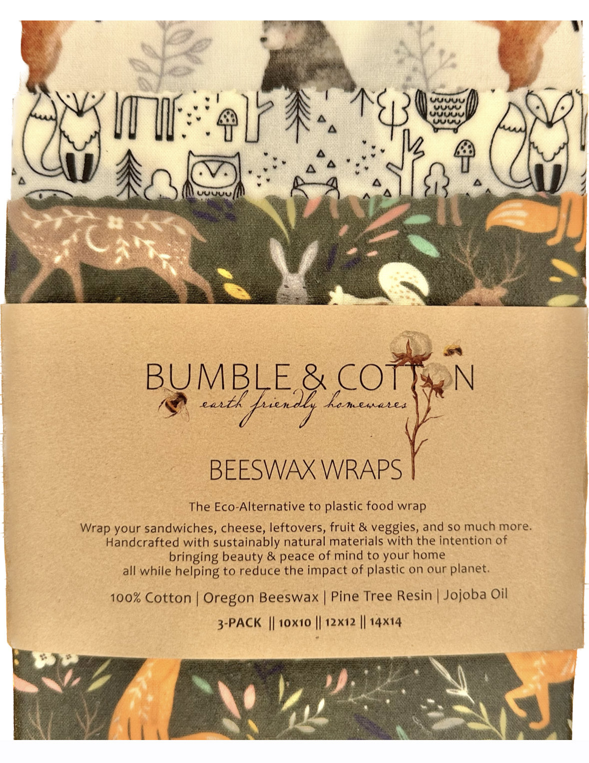 BEESWAX WRAPS 3-pack Bear&Fox