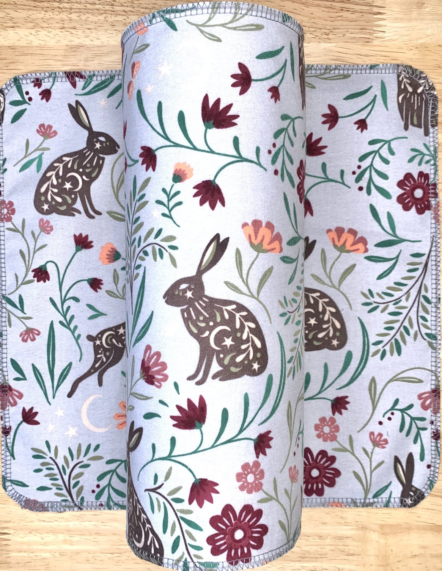 Celestial Rabbits Paperless Towels || Bunny Unpaper Towels 12x12