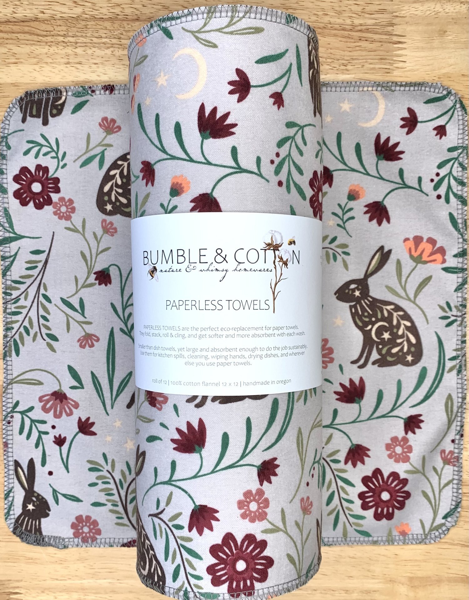 Celestial Rabbits Paperless Towels || Bunny Unpaper Towels 12x12