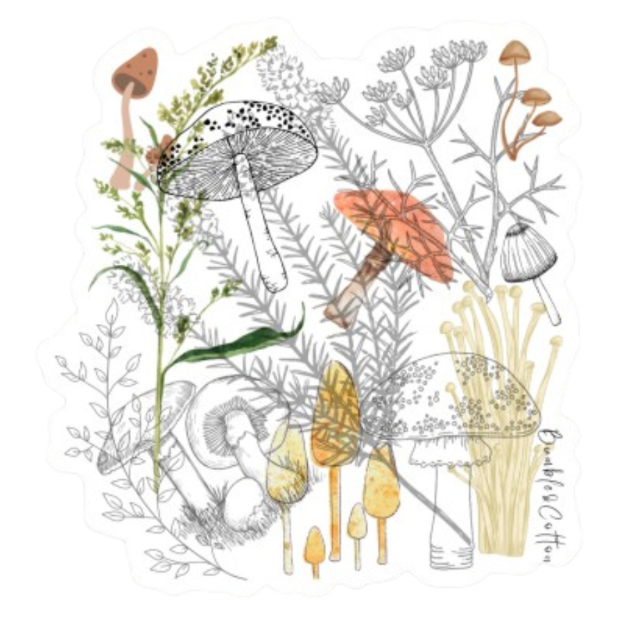 Mushroom Collage Sticker