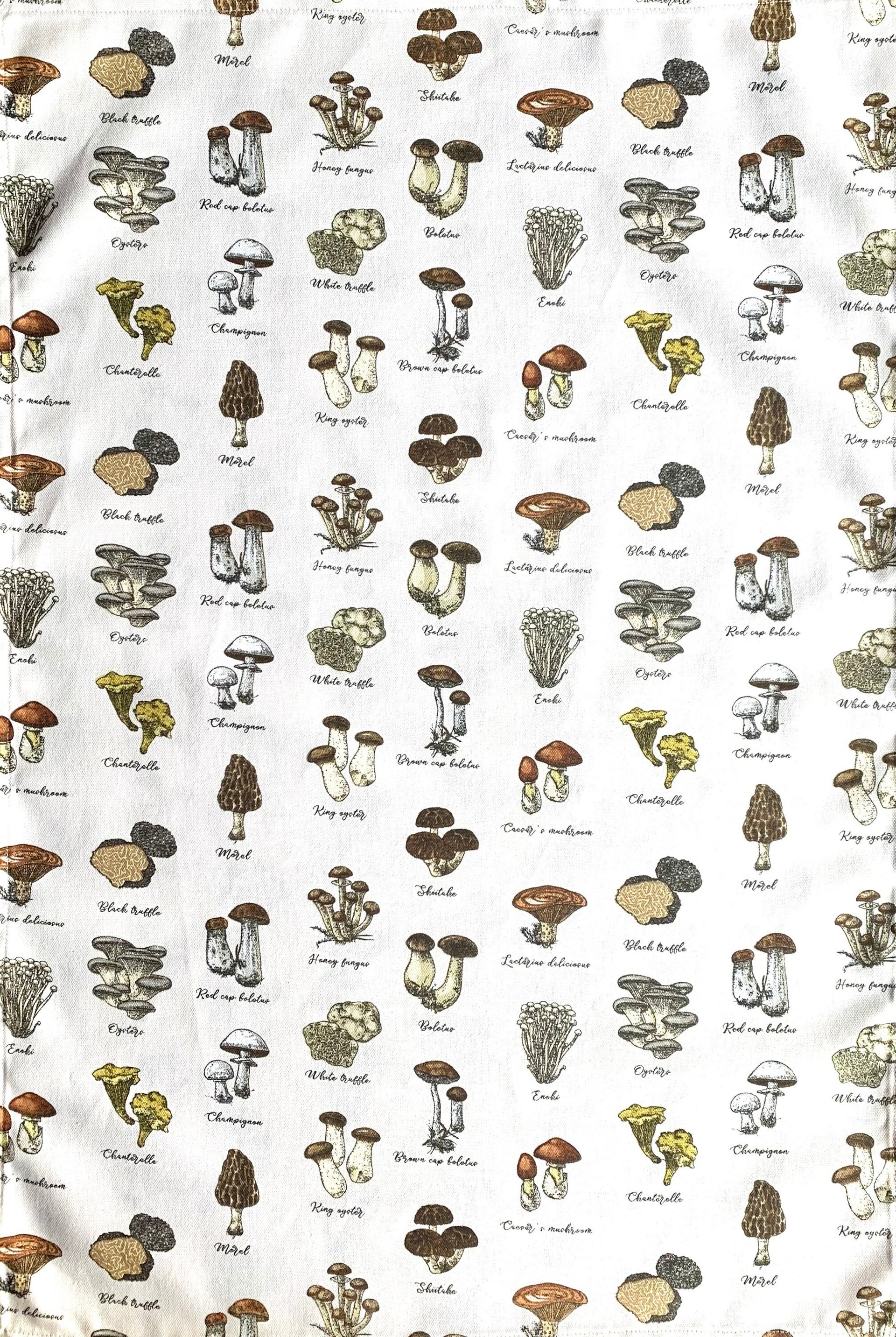 Wild Mushroom Illustrations Chef Towel || Nature Inspired Kitchen Towel