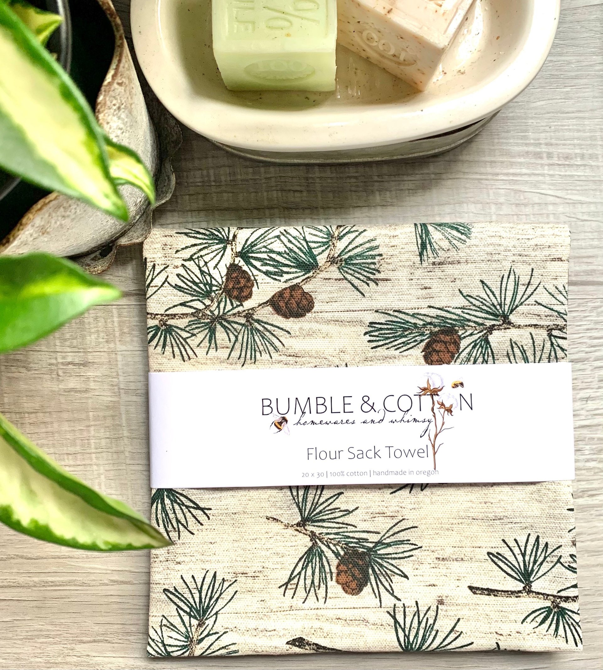 Pinecones & Branches Chef Towel || Nature Inspired Kitchen Towel