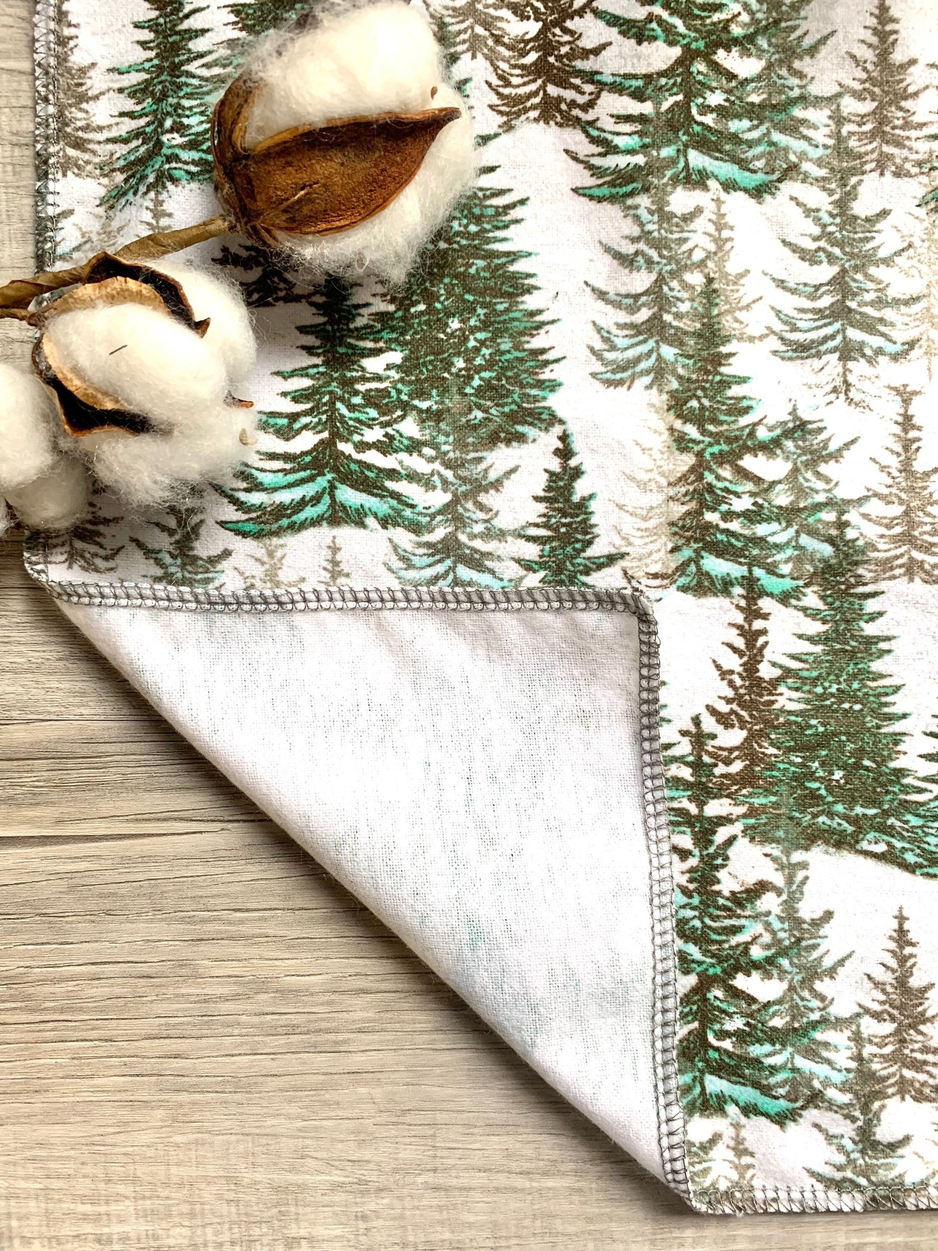 Evergreen Forest Paperless Towels || Unpaper Towels with Pine Trees ||  Re-useable Napkins