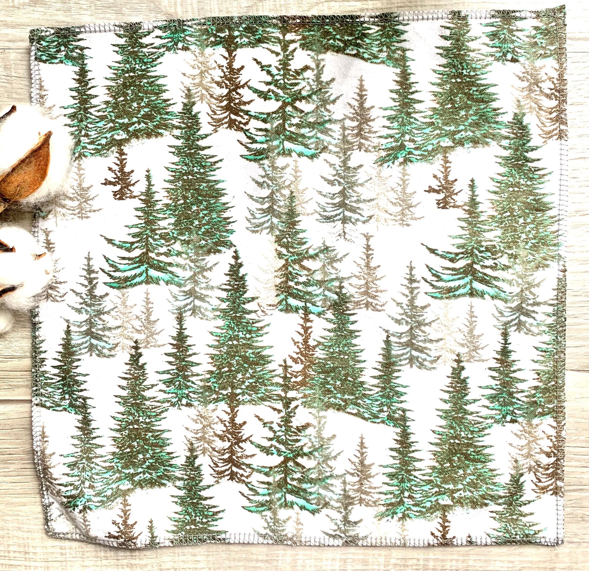 Evergreen Forest Paperless Towels || Unpaper Towels with Evergreen Pinetrees || Eco Re-useable Cloth Napkins 12x12 Sheets