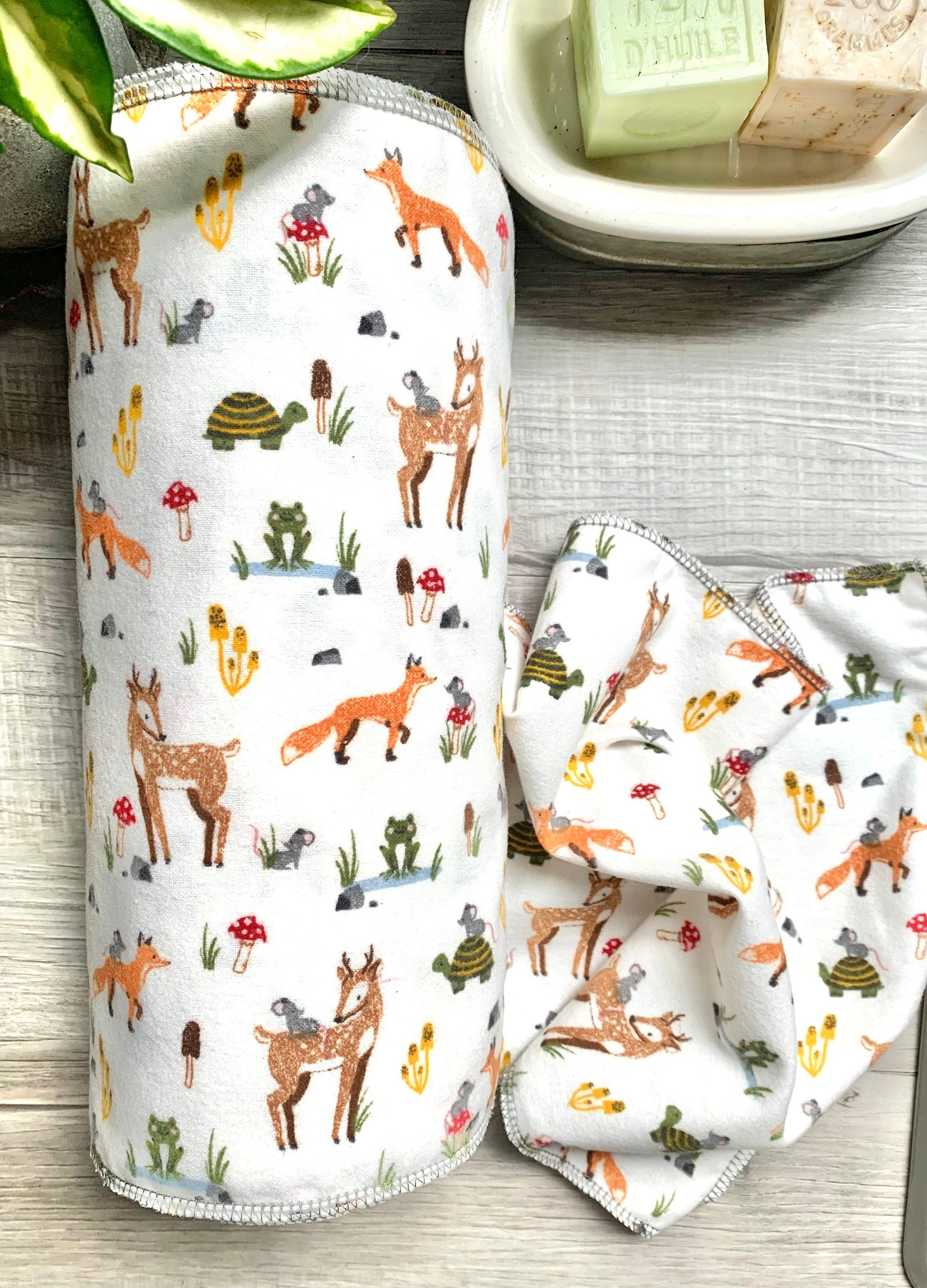 Forest Animals Paperless Towels || Unpaper Towels || Eco Sustainable 12x12 Sheets