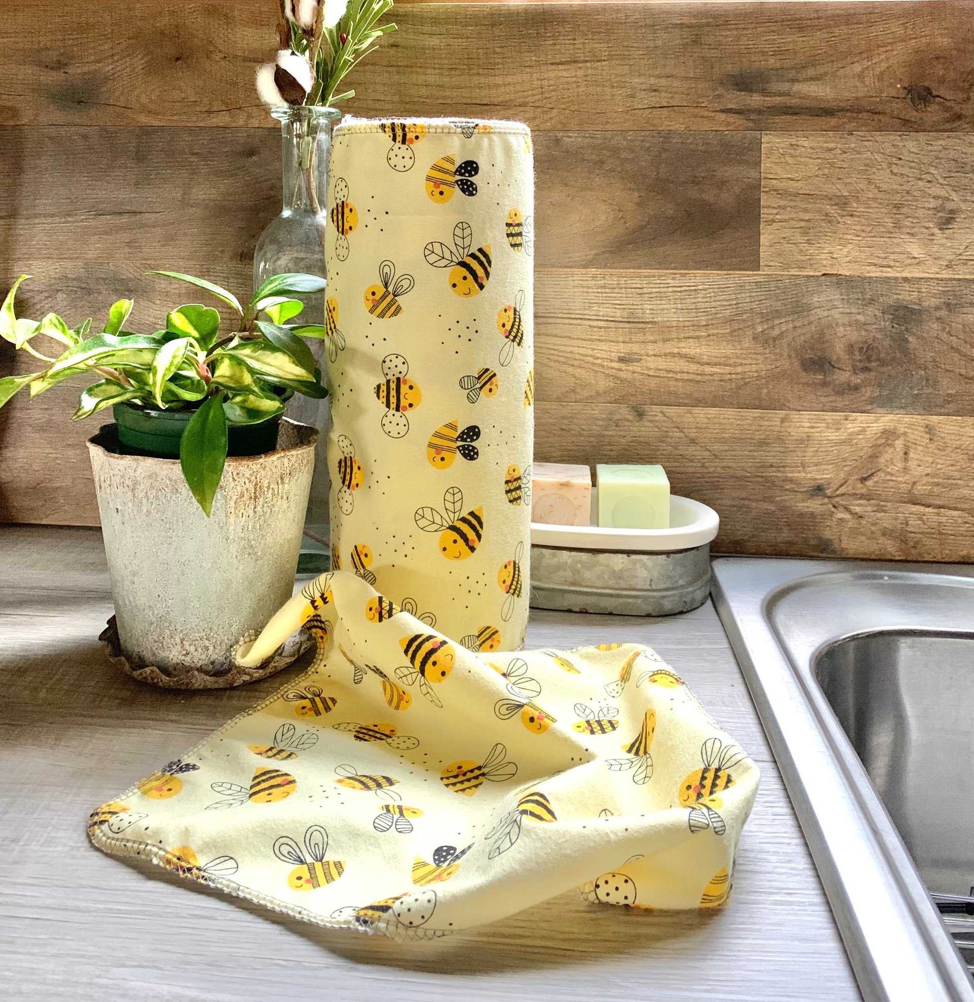 Bumble Bees Paperless Towels || Unpaper Towels || Eco Sustainable Kitchen Goods 12x12 Sheets
