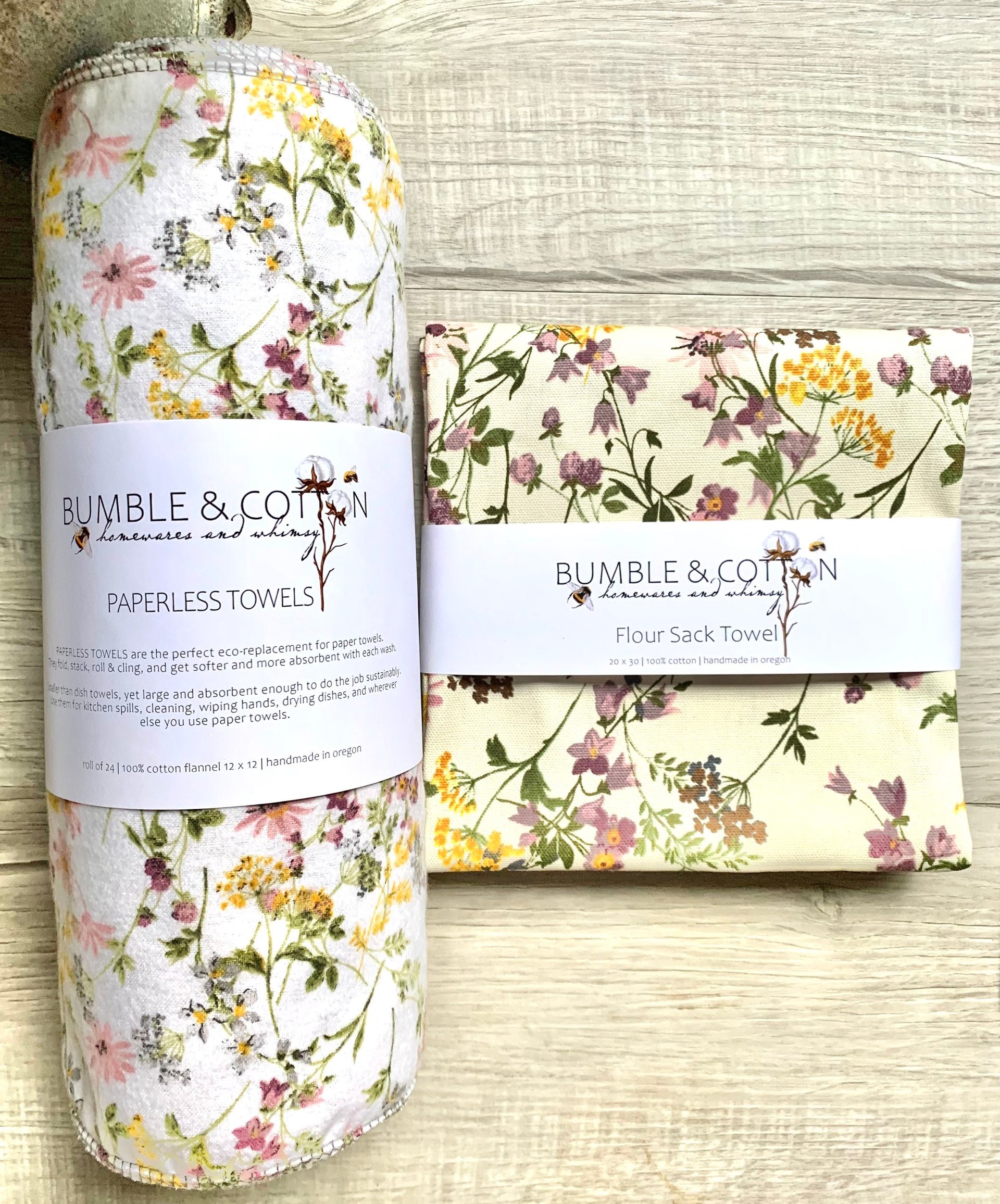 Spring Wildllowers Paperless Towels || Unpaper Towels || Eco Kitchen Gift for Her || Cloth Napkins 12x12 Sheets || Flower Lover Gift