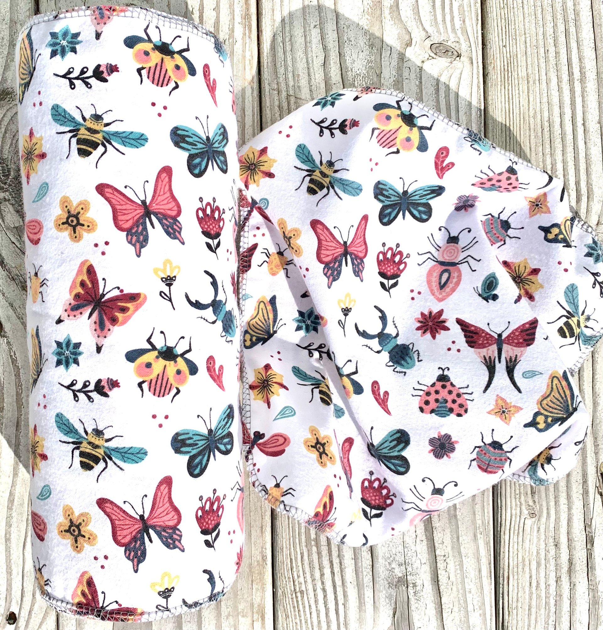 Bugs Beetles Butterflies Paperless Towels || Unpaper Towels || Eco Sustainable Kitchen 12x12 Sheets