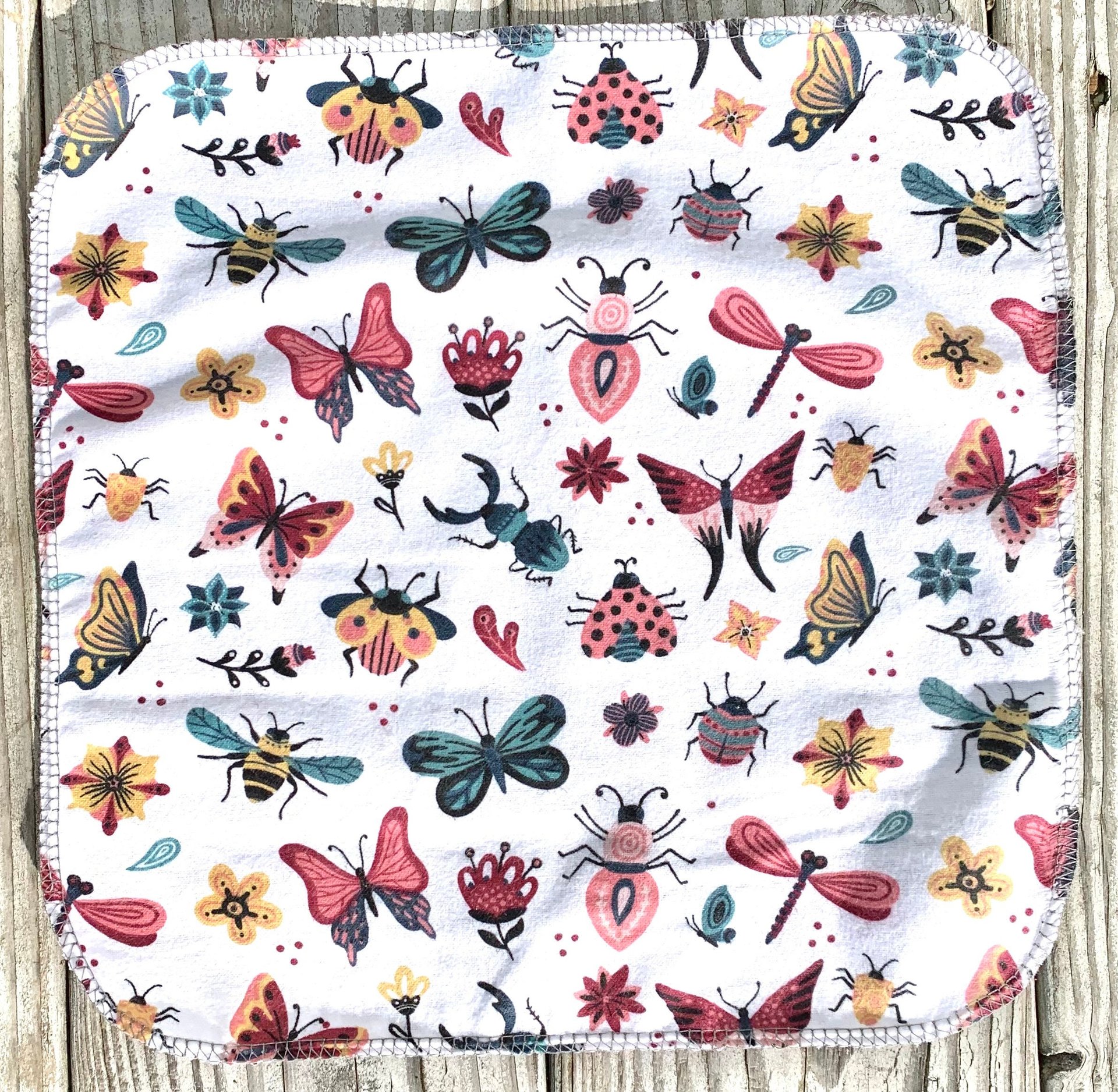 Bugs Beetles Butterflies Paperless Towels || Unpaper Towels || Eco Sustainable Kitchen 12x12 Sheets