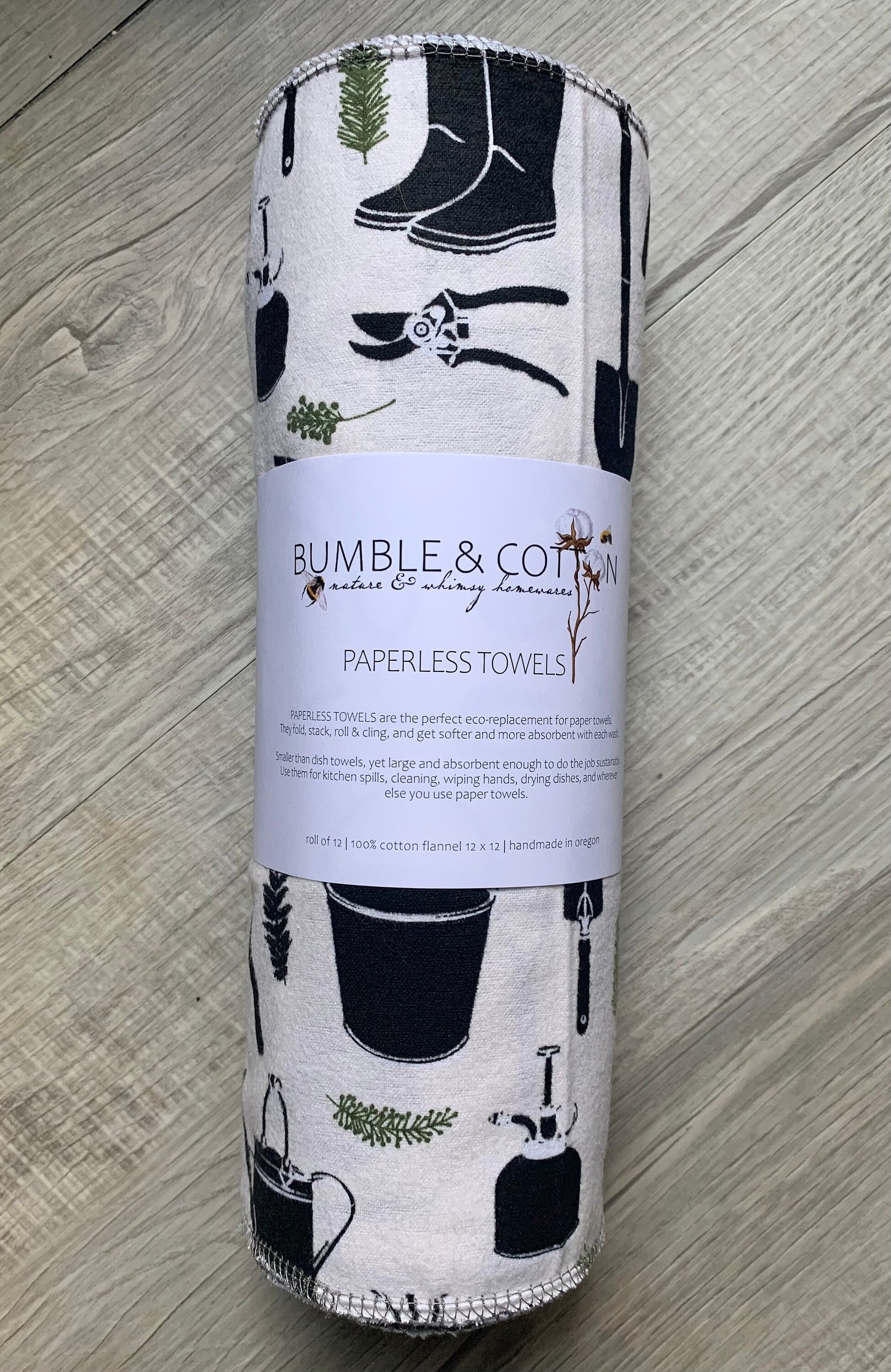 Gardening Tools Paperless Towels || Unpaper Towels || Eco Kitchen || Cloth Napkins 12x12 Sheets || Gardener Lover Gift