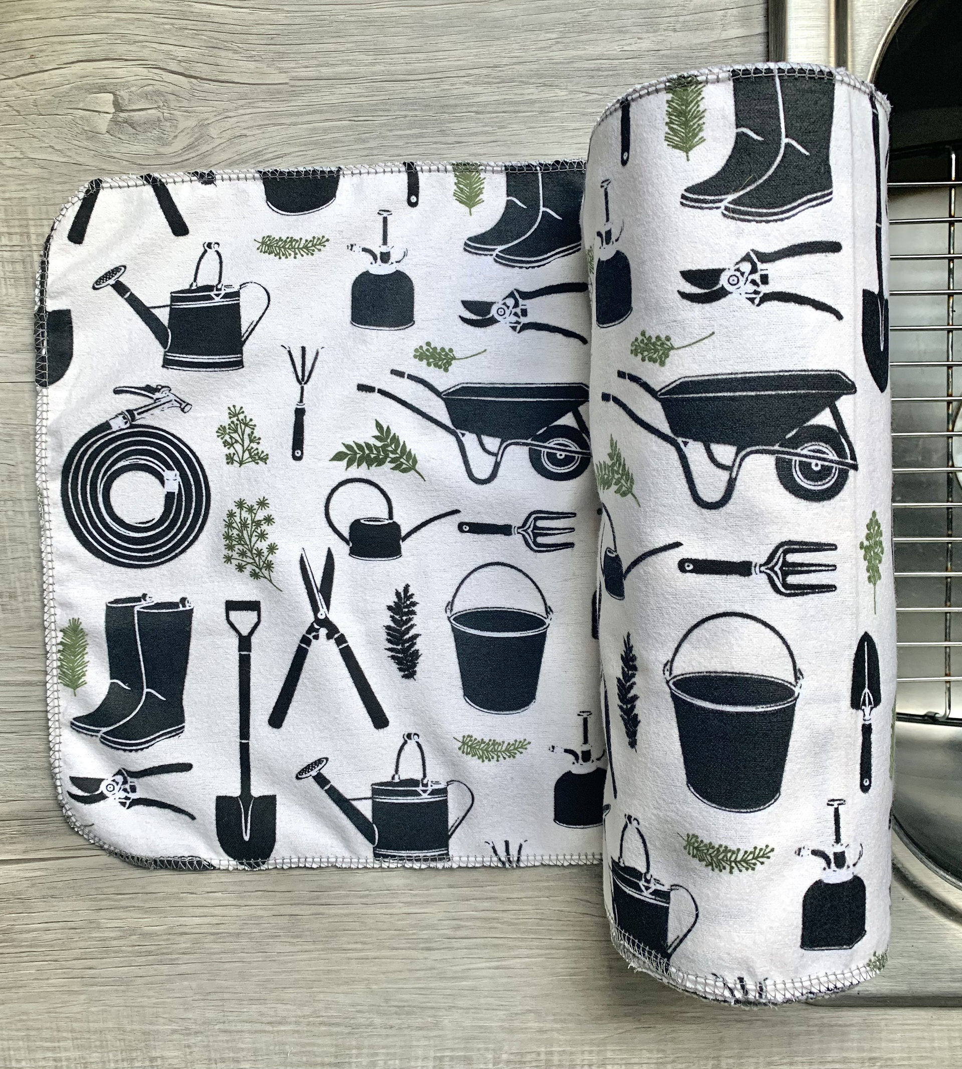 Gardening Tools Paperless Towels || Unpaper Towels || Eco Kitchen || Cloth Napkins 12x12 Sheets || Gardener Lover Gift