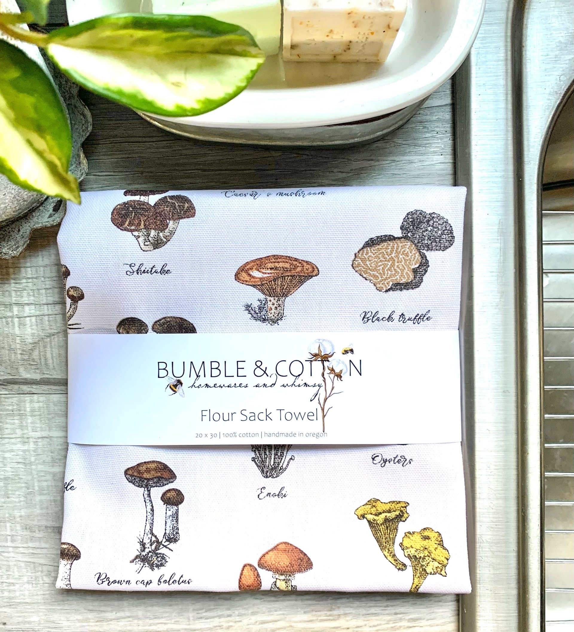 Wild Mushroom Illustrations Chef Towel || Nature Inspired Kitchen Towel