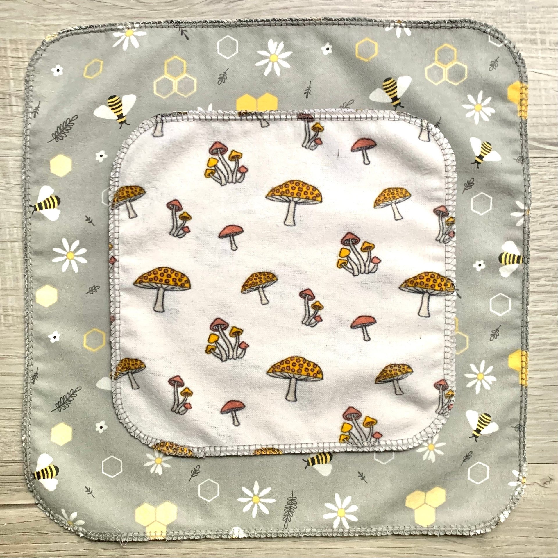 Funny Mushrooms Paperless Towels || Unpaper Towels || Eco Sustainable Zero Waste Kitchen || Mushroom Cloth Napkins 12x12 Sheets