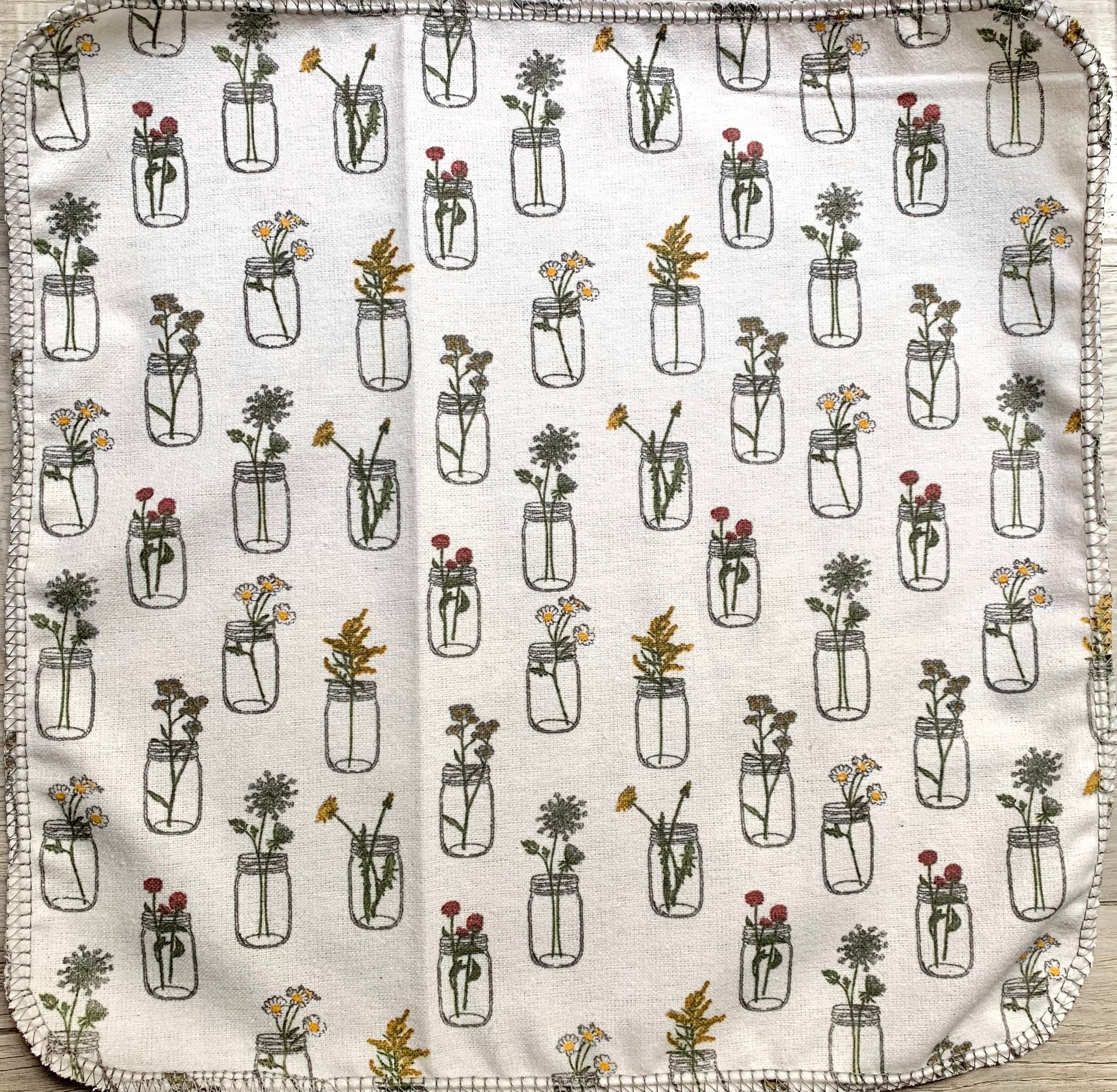 Mason Jar Flowers Paperless Towels || Unpaper Towels || Eco Kitchen Gift Botanical || 12x12 Sheets