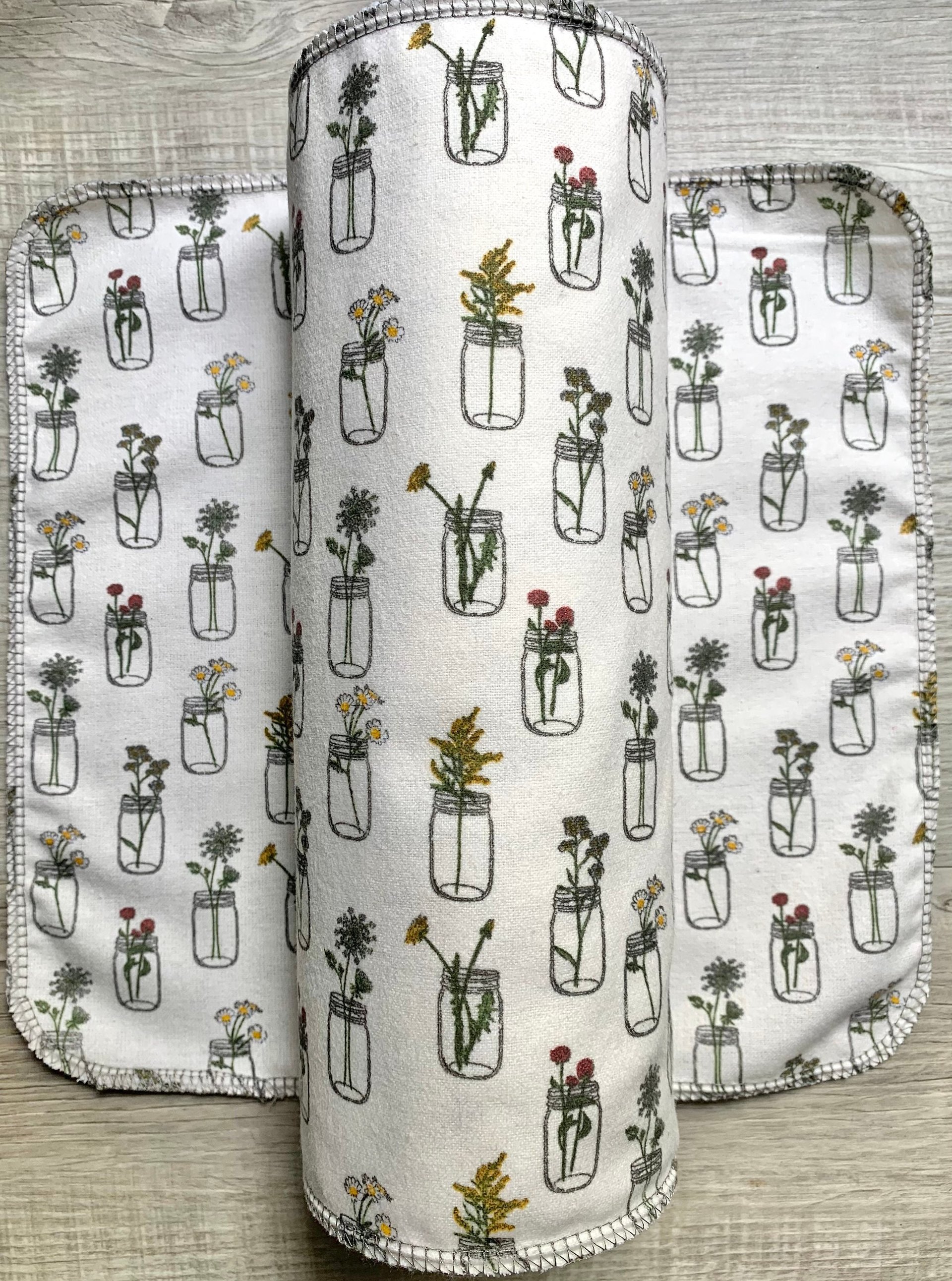 Mason Jar Flowers Paperless Towels || Unpaper Towels || Eco Kitchen Gift Botanical || 12x12 Sheets