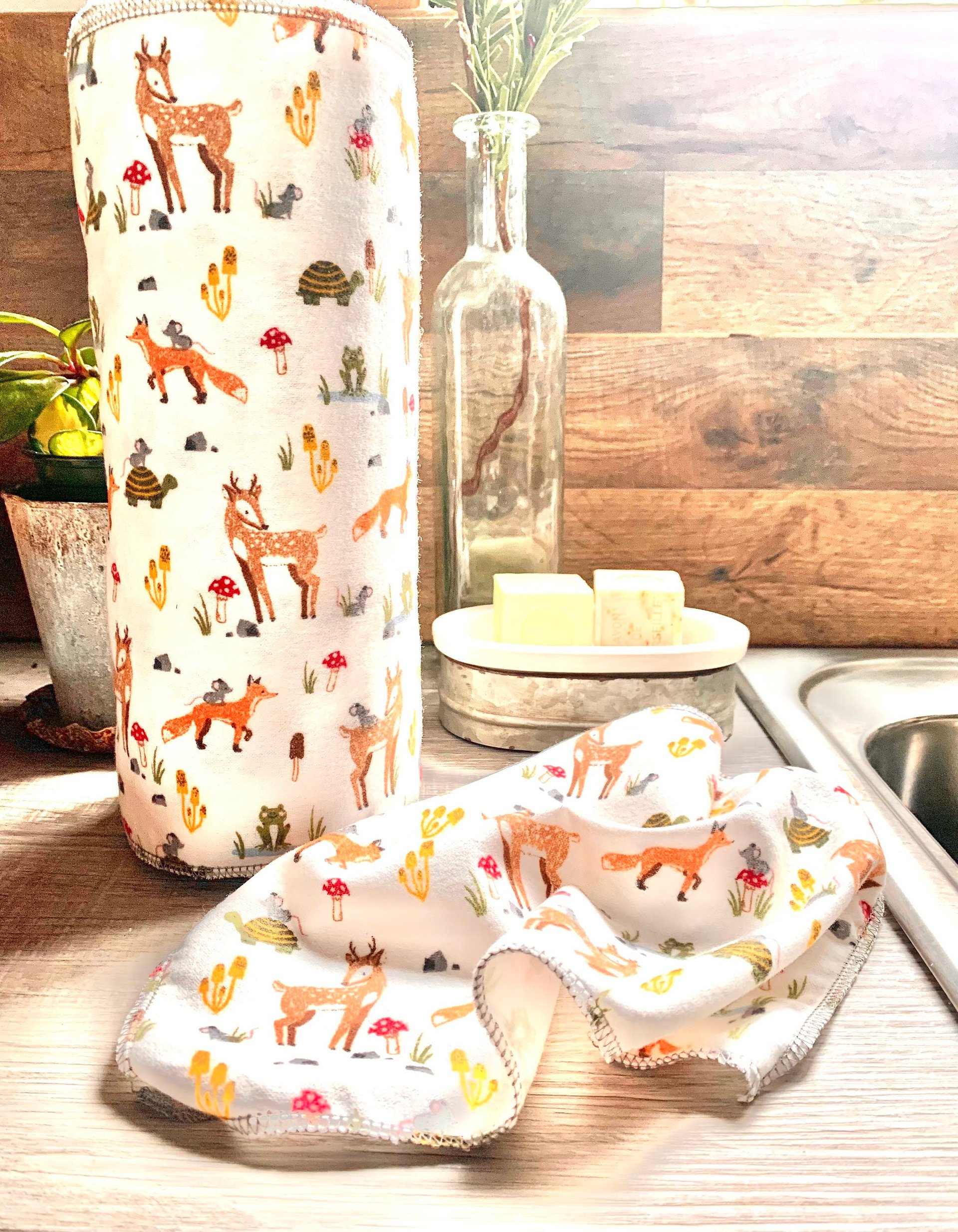 Forest Animals Paperless Towels || Unpaper Towels || Eco Sustainable 12x12 Sheets