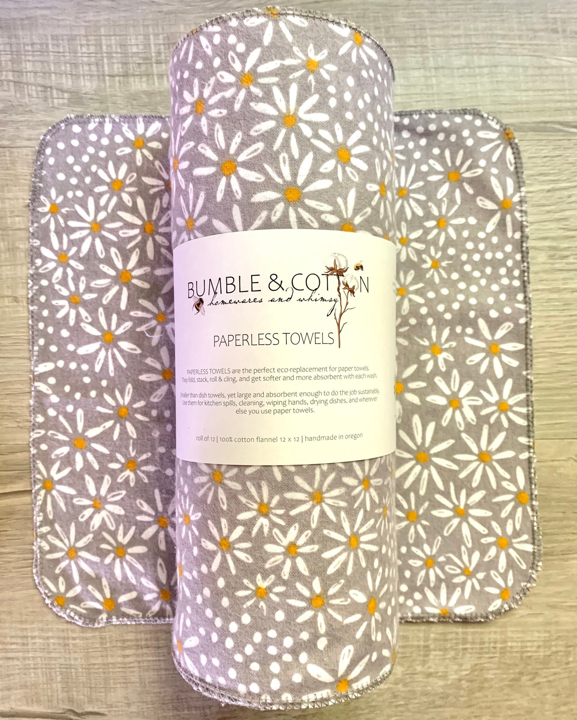 Daisies on grey Paperless Towels || Unpaper Towels || Eco-Sustainable Kitchen