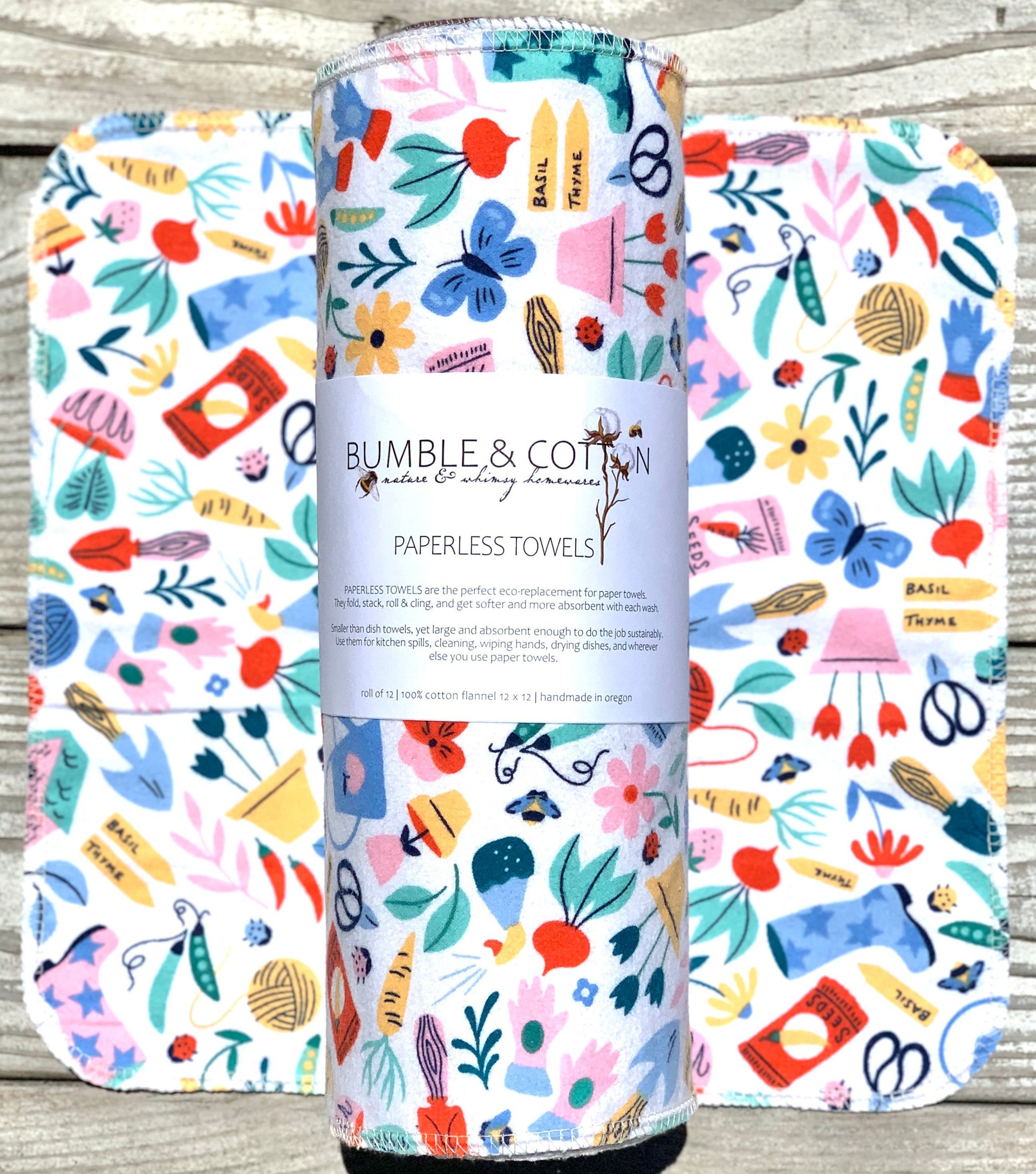 Gardening Fun Paperless Towels || Unpaper Towels || Eco Sustainable 12x12 Sheets
