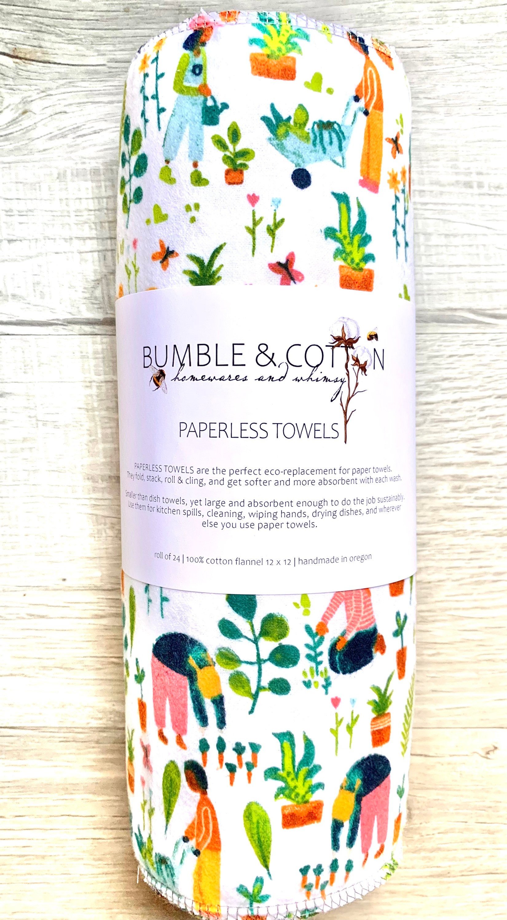 Garden Time Paperless Towels || Unpaper Towels || Eco Sustainable Zero Waste Kitchen 12x12 Sheets
