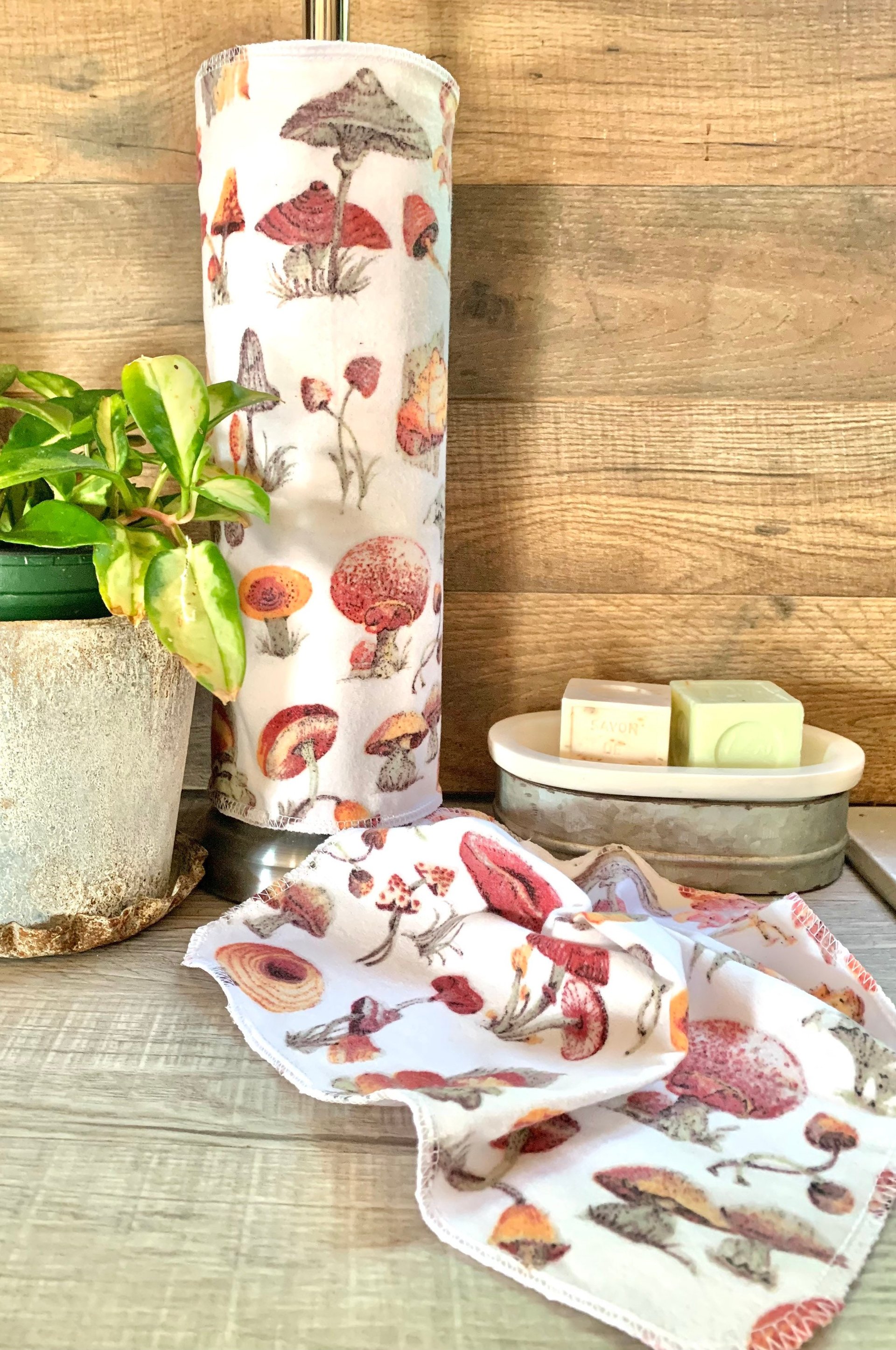 Natural Mushrooms Paperless Towels || Mushroom Lover Unpaper Towels 