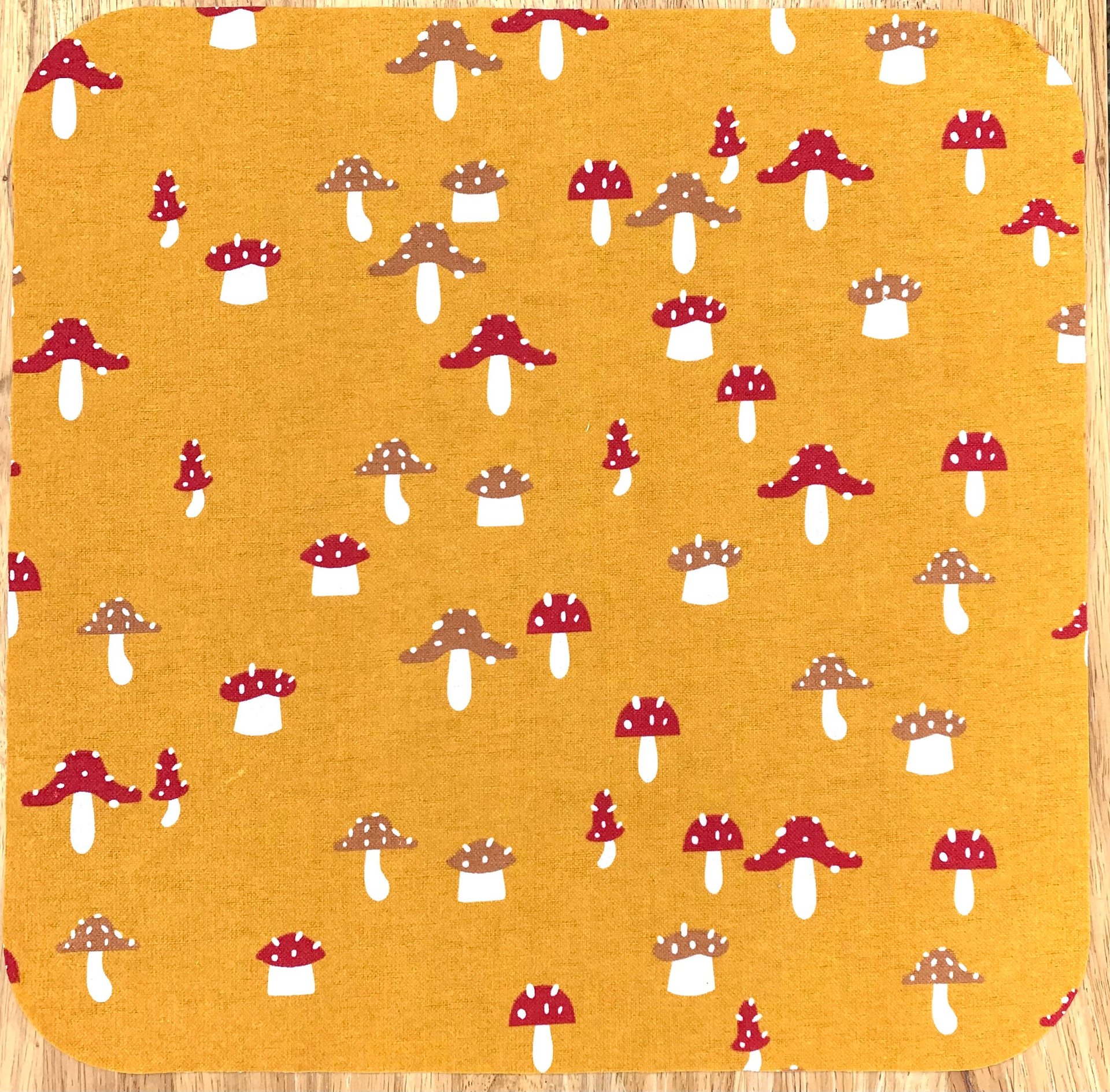 Mushrooms on mustard Paperless Towels || Unpaper Towels || Eco Sustainable Kitchen Gifts || Mushroom Cloth Napkins 12x12 Sheets