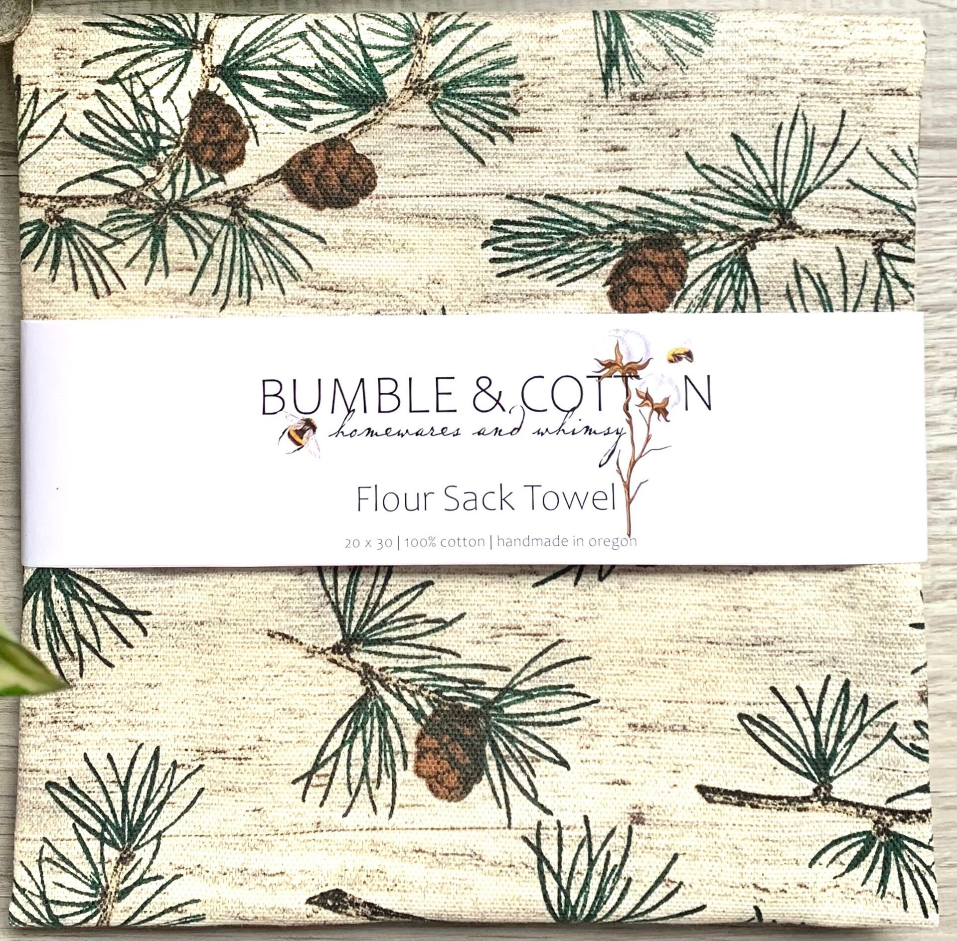 Pinecones & Branches Chef Towel || Nature Inspired Kitchen Towel