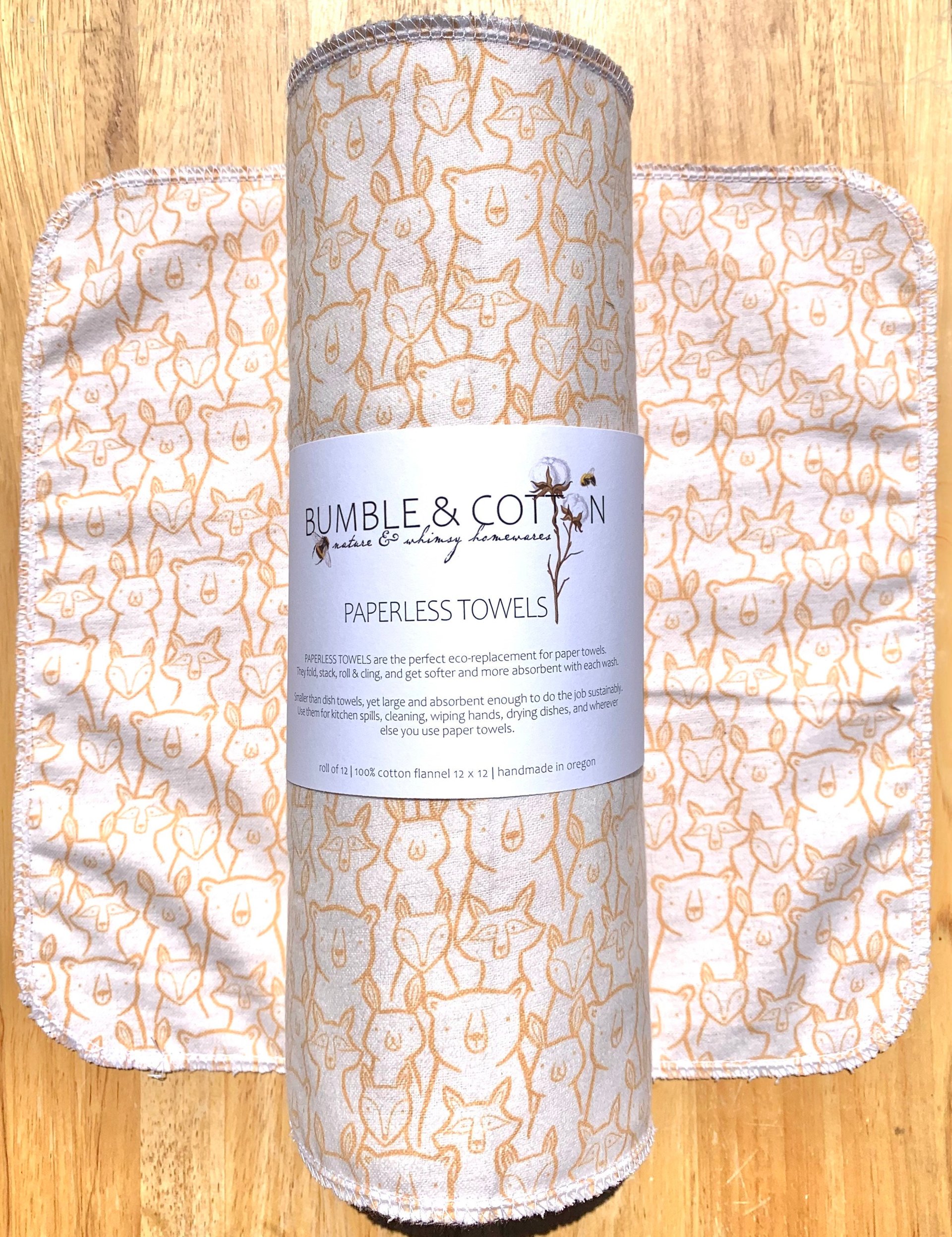 Wildlife Animals Paperless Towels || Unpaper Towels || Eco Kitchen Gift 12x12 Sheets