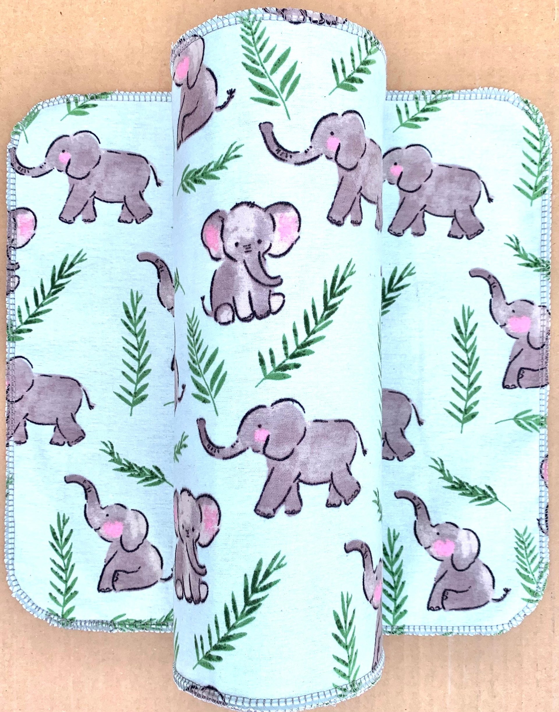 Elephants on blue Paperless Towels || Unpaper Towels || Eco Kitchen Gift 12x12 Sheets