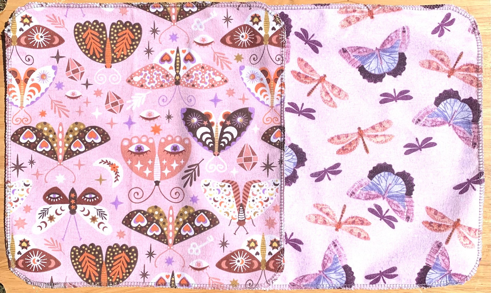 Dragonflies & Butterflies Paperless Towels || Unpaper Towels || Eco Sustainable Kitchen 12x12 Sheets