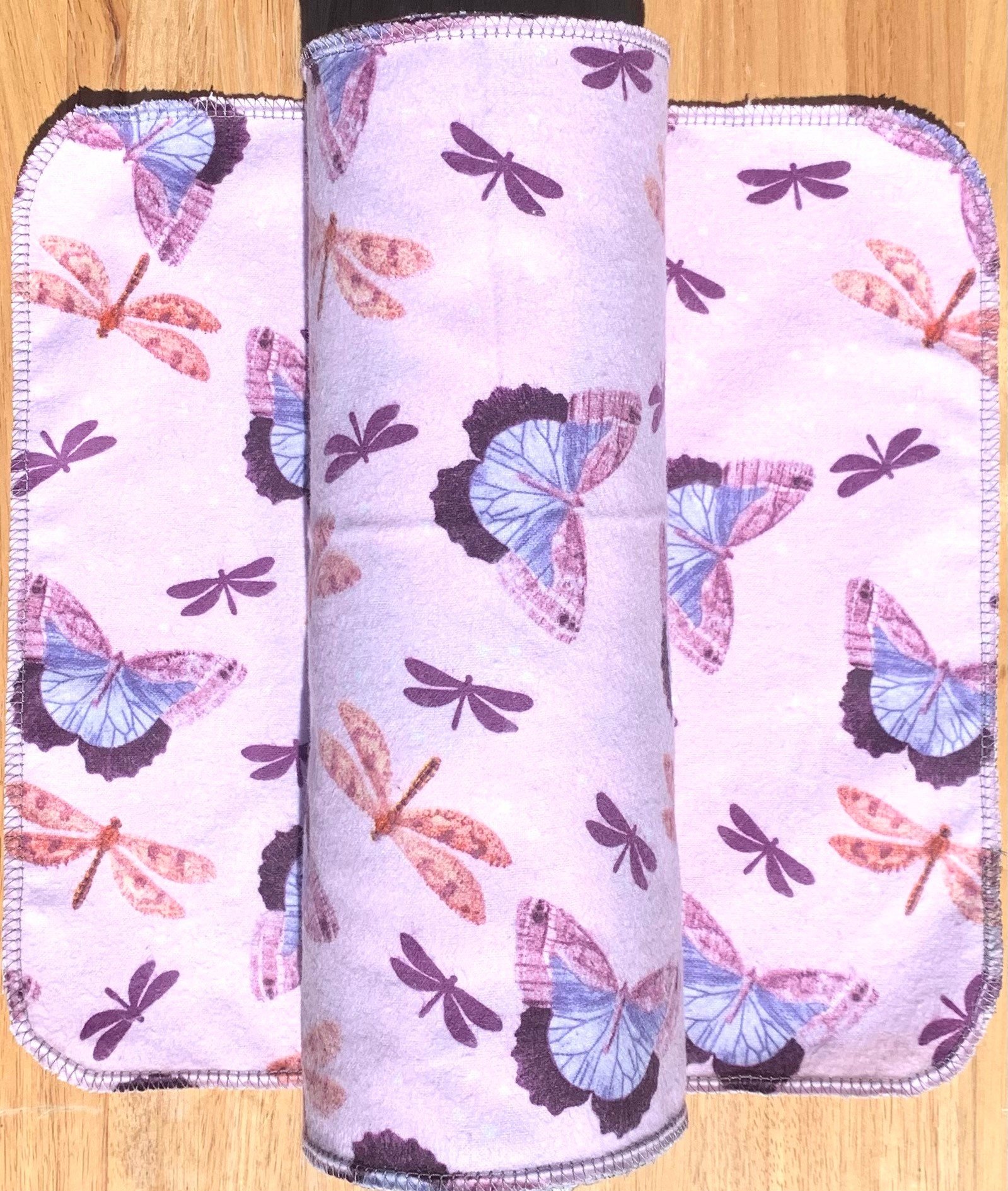 Dragonflies & Butterflies Paperless Towels || Unpaper Towels || Eco Sustainable Kitchen 12x12 Sheets