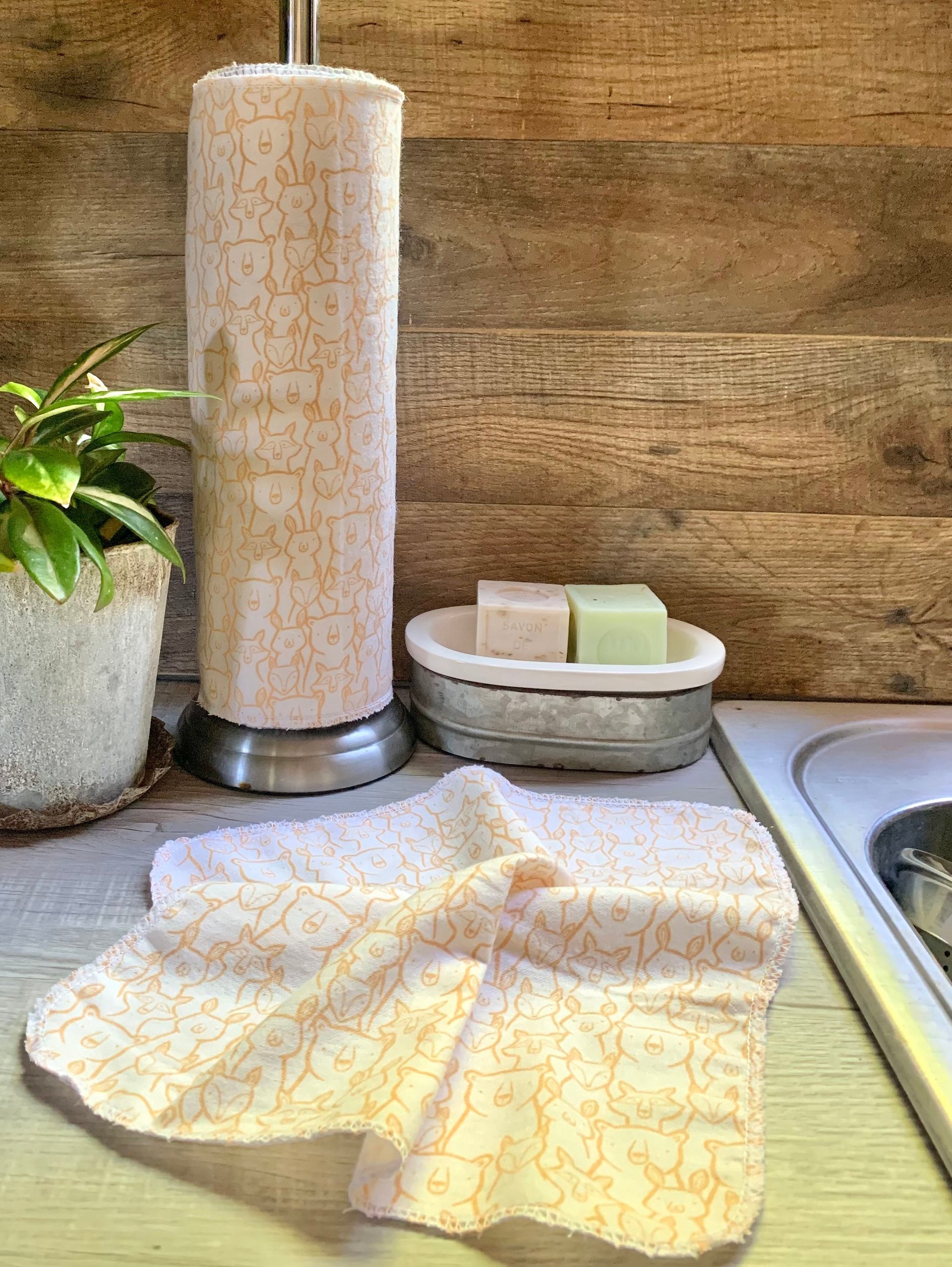 Wildlife Animals Paperless Towels || Unpaper Towels || Eco Kitchen Gift 12x12 Sheets