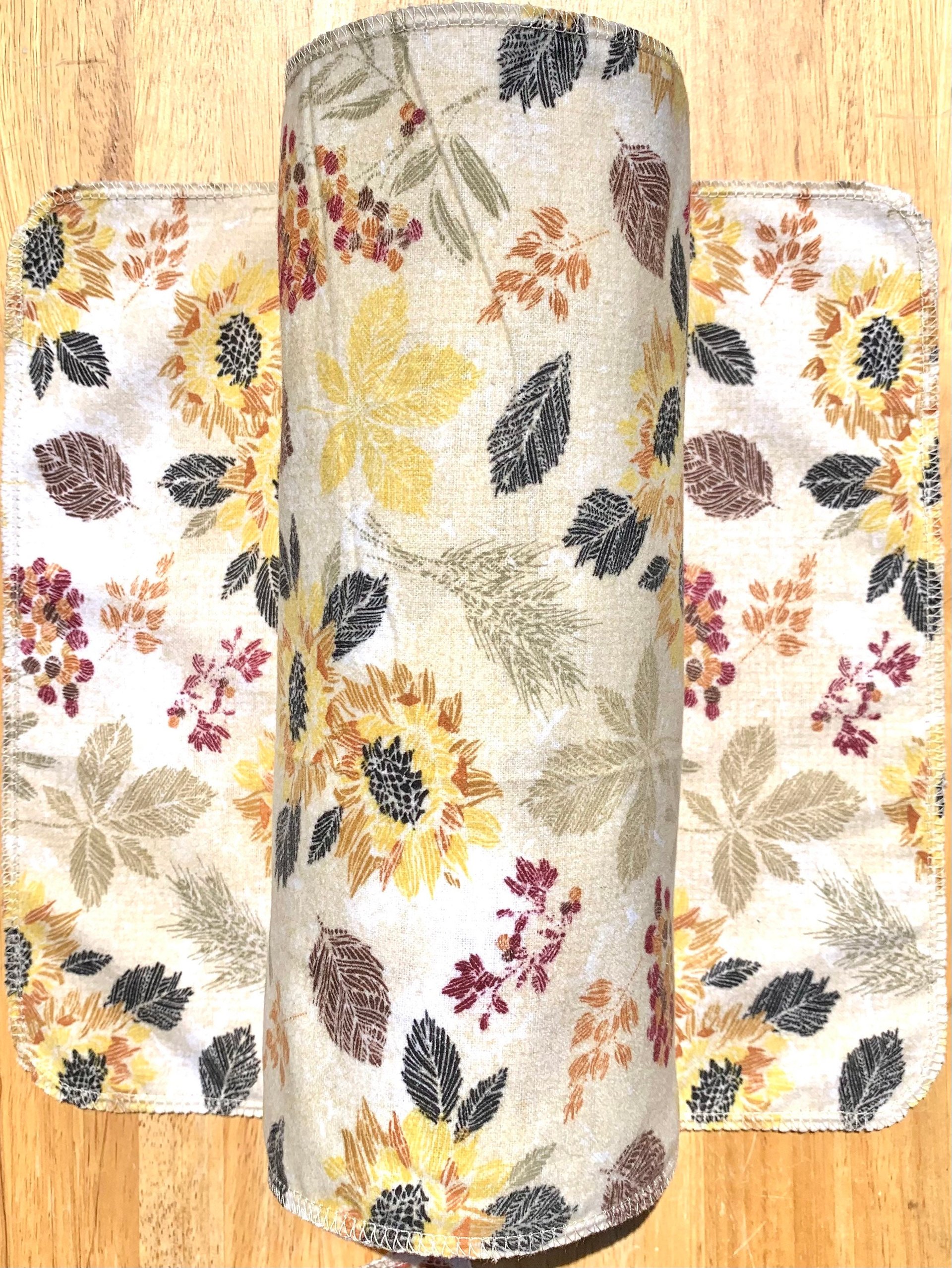 Soft Sunflowers & Greens Paperless Towels || Unpaper Towels || 12x12 sheets