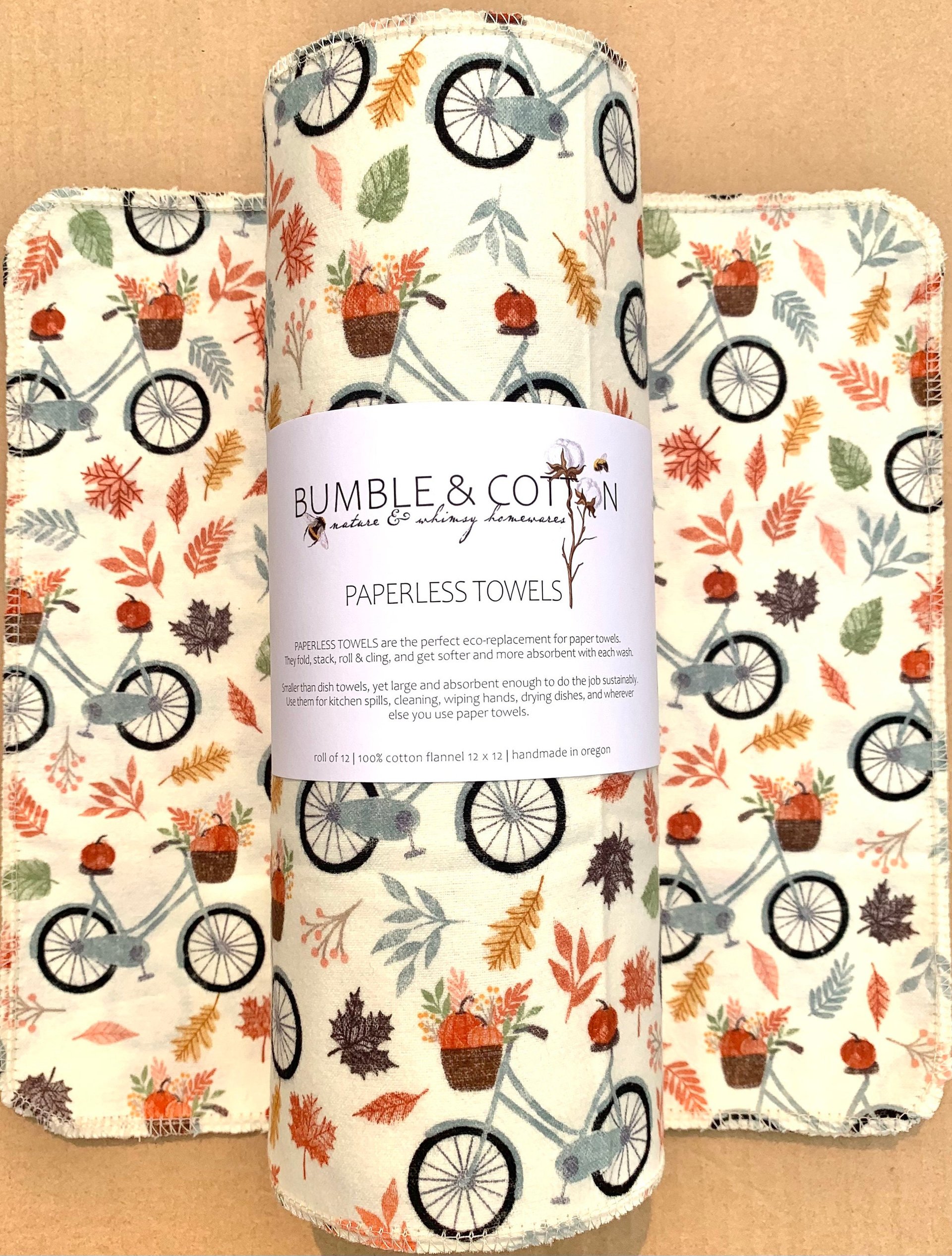 Fall Bicycles Paperless Towels || Unpaper Towels || Eco Sustainable Kitchen