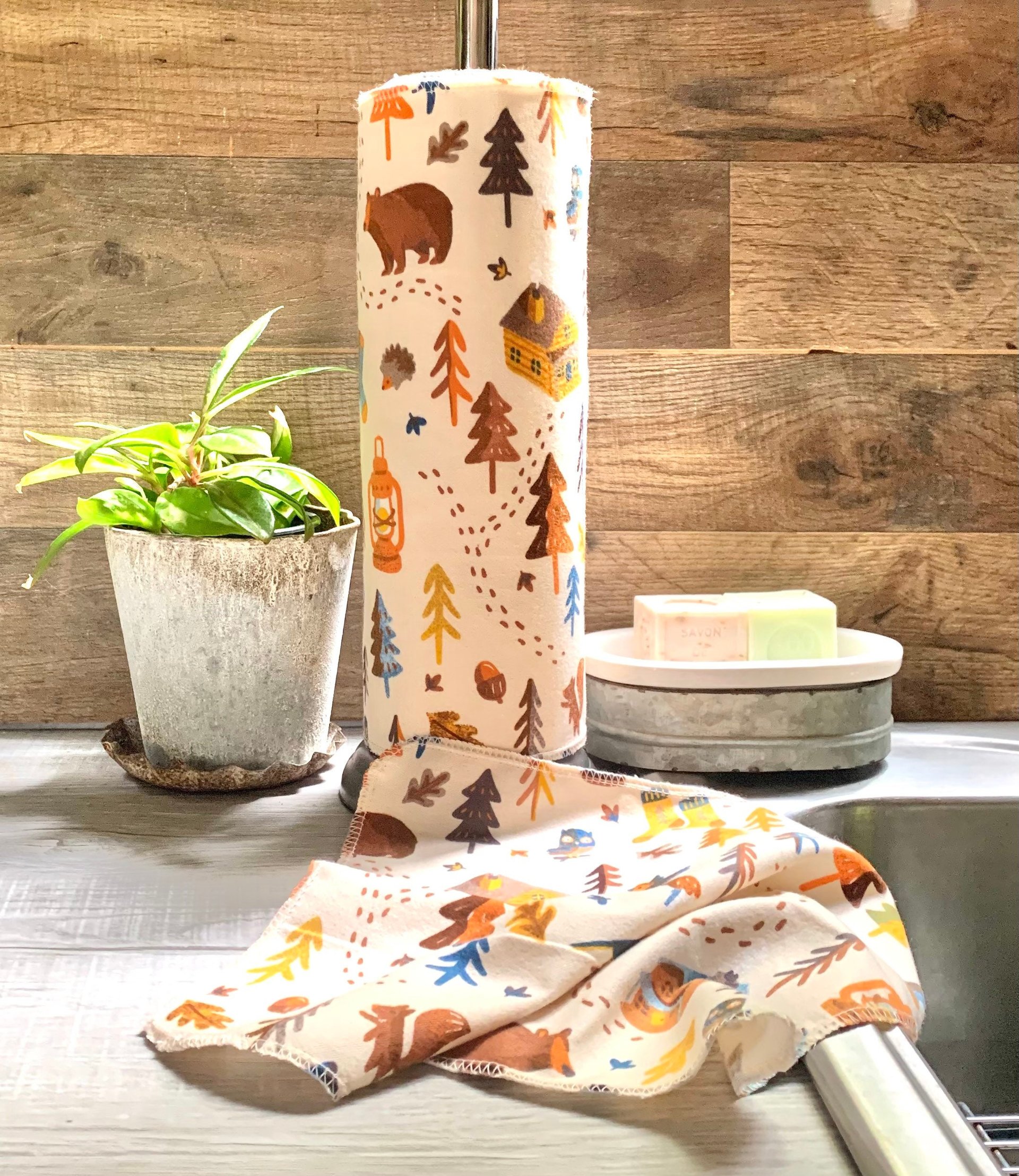 Cabin in the Woods Paperless Towels || Unpaper Towels || Eco Sustainable Zero Waste Kitchen 12x12 Sheets