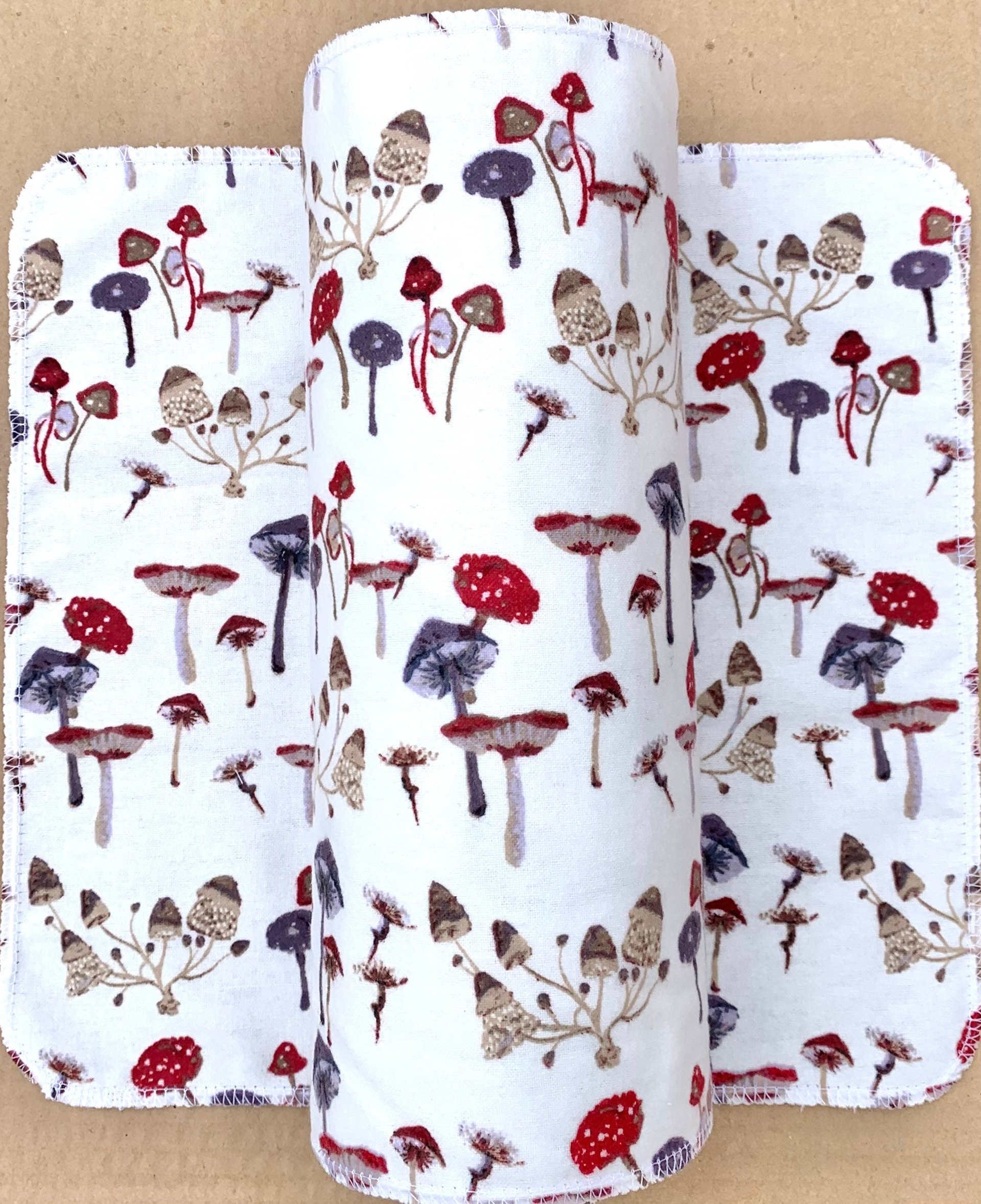 Forest Mushrooms Paperless Towels || Mushroom Lover Unpaper Towels || 12x12