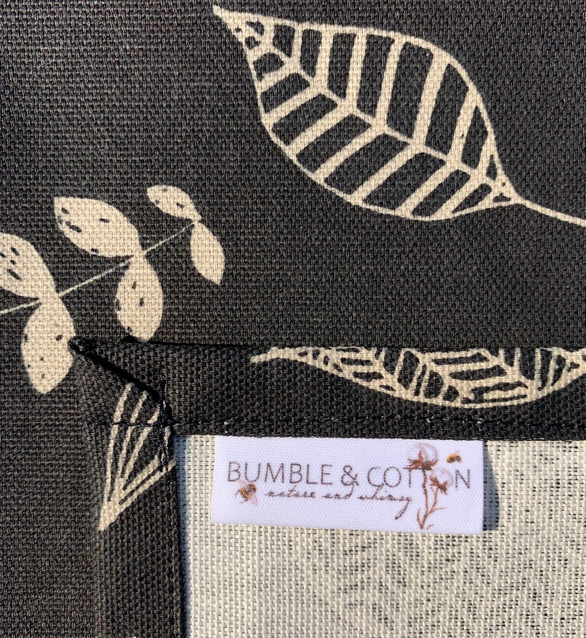 Leaves•Sprigs&Acorns on Black Chef Towel || Nature Inspired Kitchen Towel