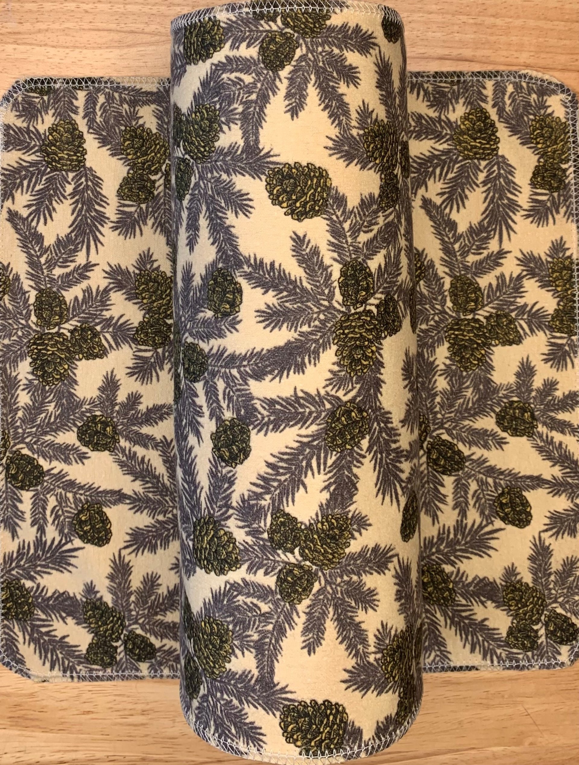 Pinecones & Branches 12x12 Paperless Towels || Unpaper Towels || Eco Kitchen Botanical Gift