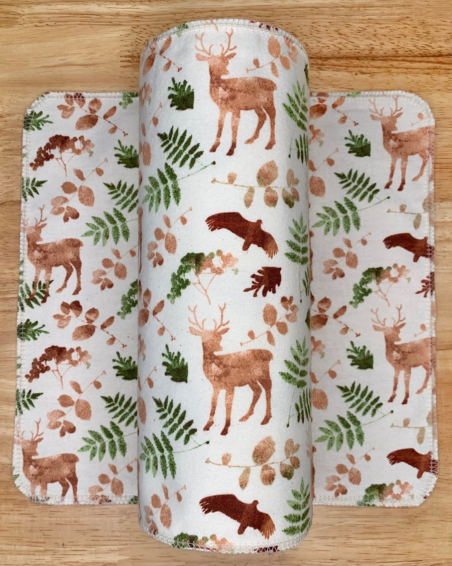 Wildlife & Ferns Paperless Towels || Unpaper Towels || Zero-Waste Kitchen Gift || 12x12 Sheets