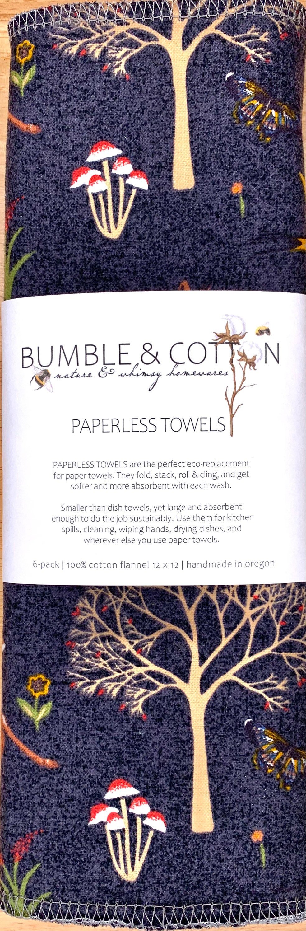 Woodland Animals Paperless Towels || Unpaper Towels || Eco Washable Paper Towels 12x12 Sheets