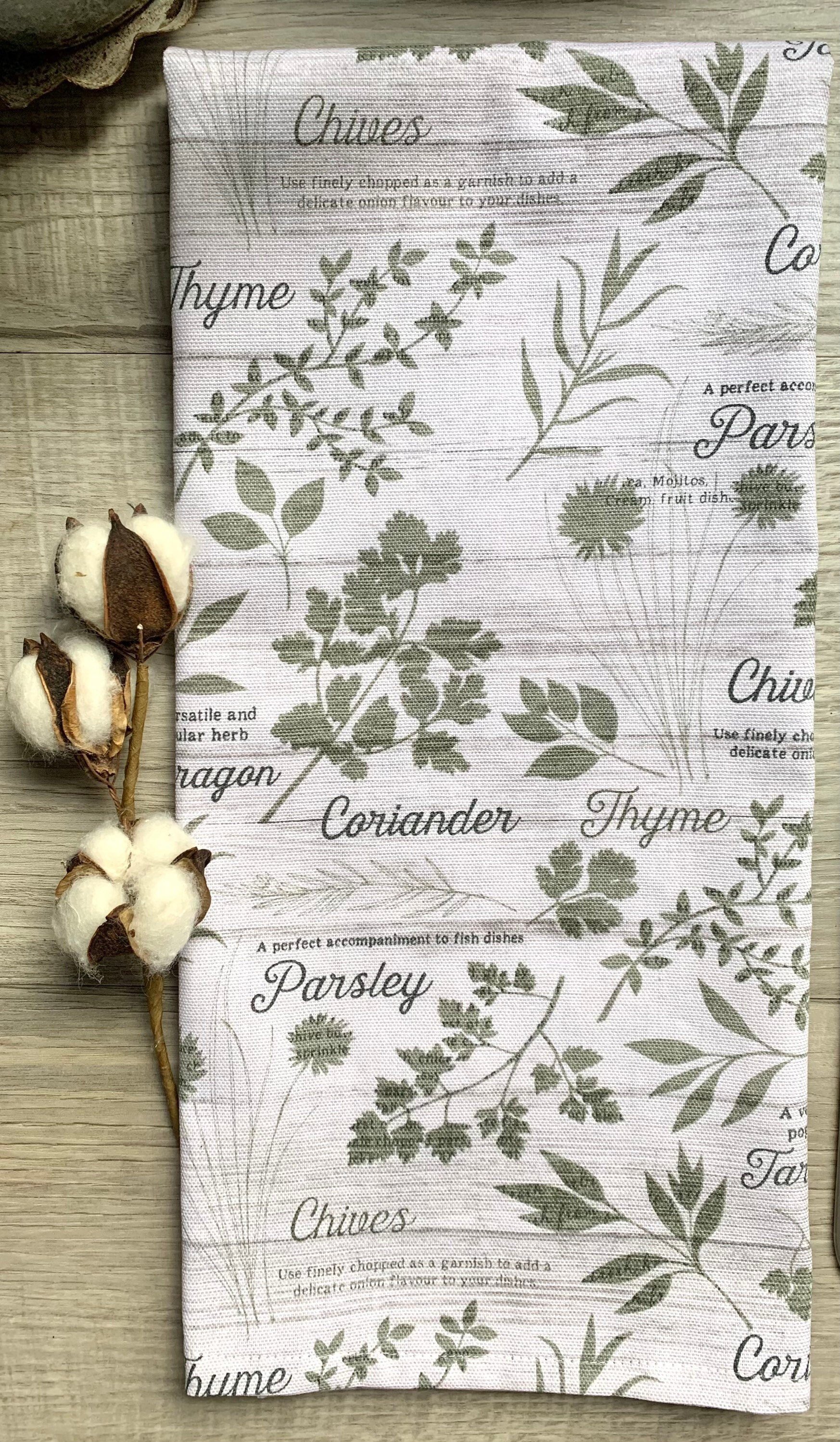 Garden Herbs Chef Towel || Nature Inspired Kitchen Towel