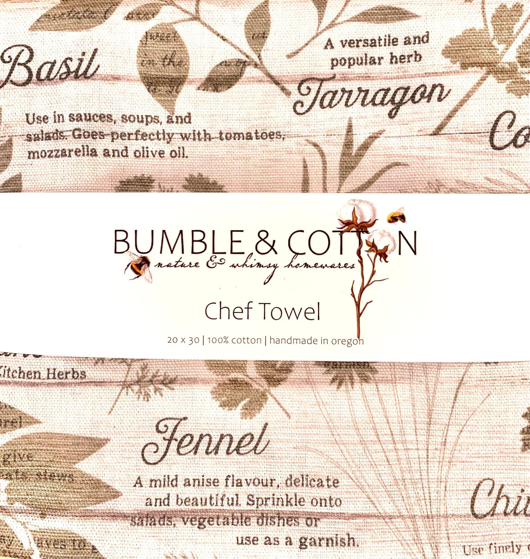 Garden Herbs Chef Towel || Nature Inspired Kitchen Towel