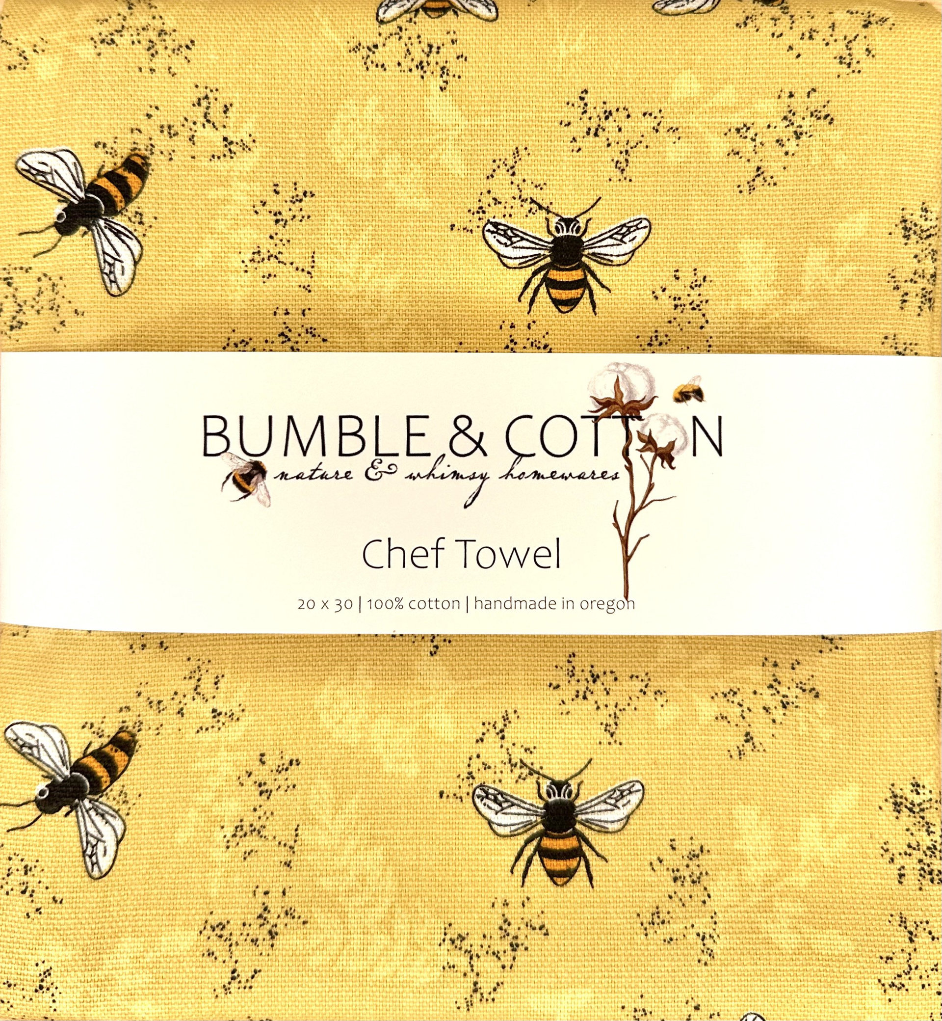 Bee's on Yellow Chef Towel || Nature Inspired Kitchen Towel