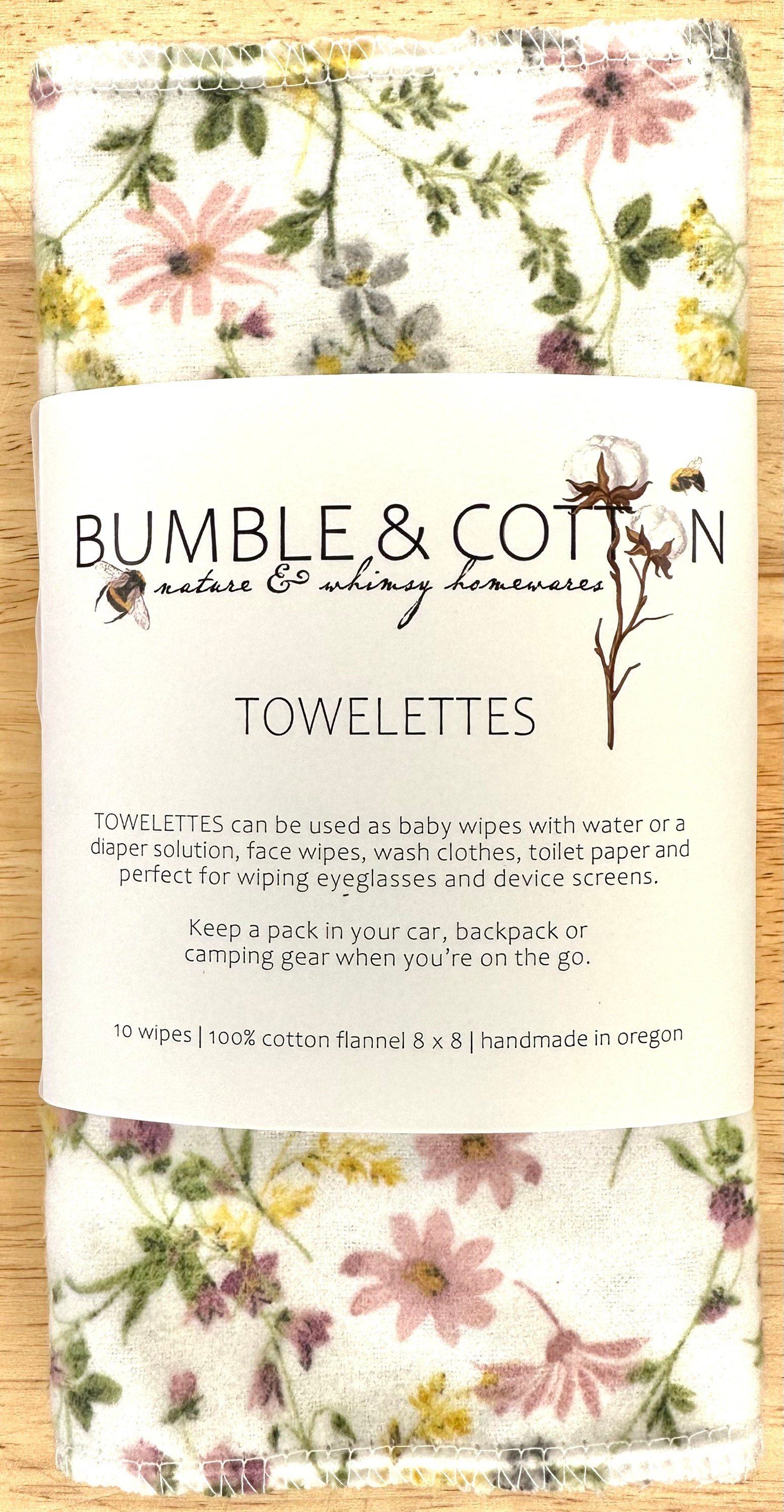 Spring Wildllowers Paperless Towels || Unpaper Towels || Eco Kitchen Gift for Her || Cloth Napkins 12x12 Sheets || Flower Lover Gift