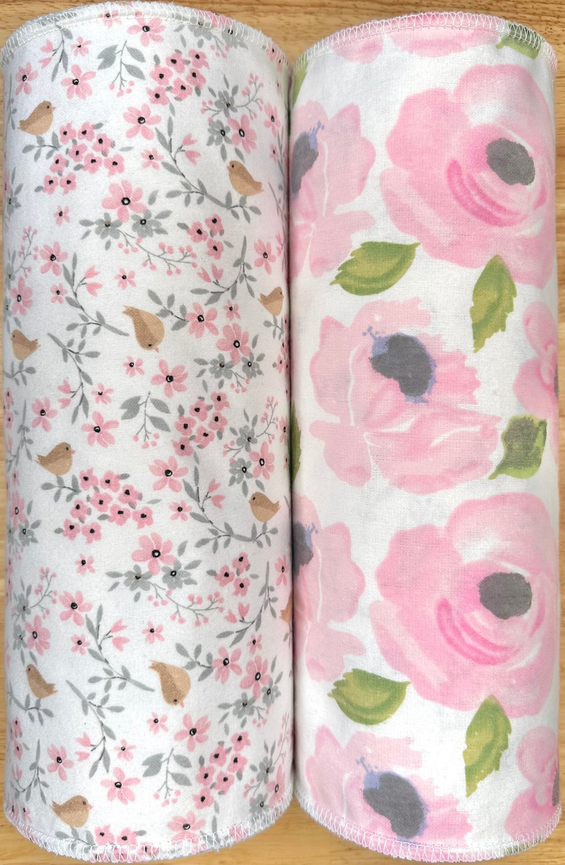 Pink Flowers Paperless Towels || Unpaper Towels Flowers || Zero-Waste || Cloth Napkins 12x12 Sheets