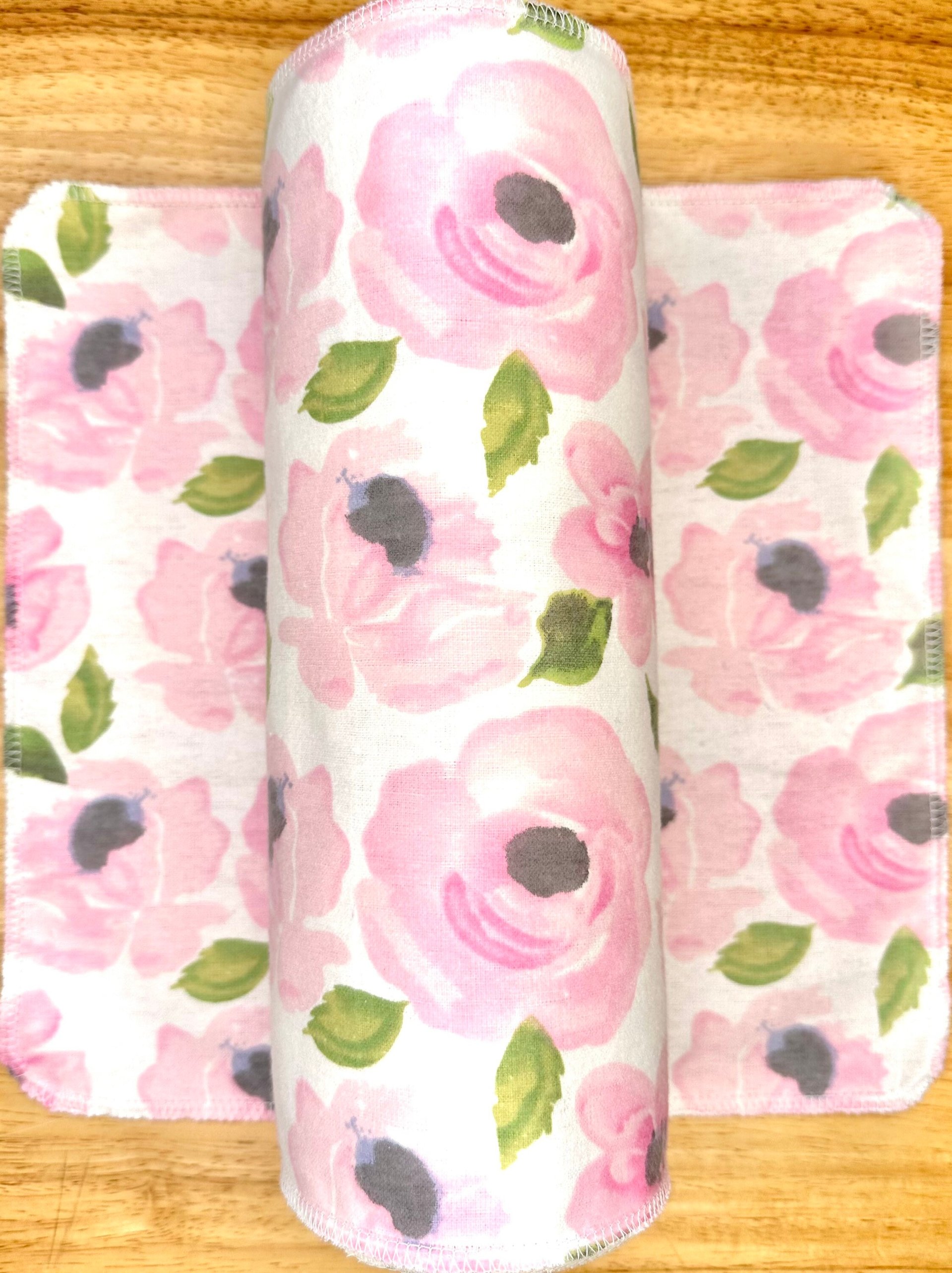 Pink Flowers Paperless Towels || Unpaper Towels Flowers || Zero-Waste || Cloth Napkins