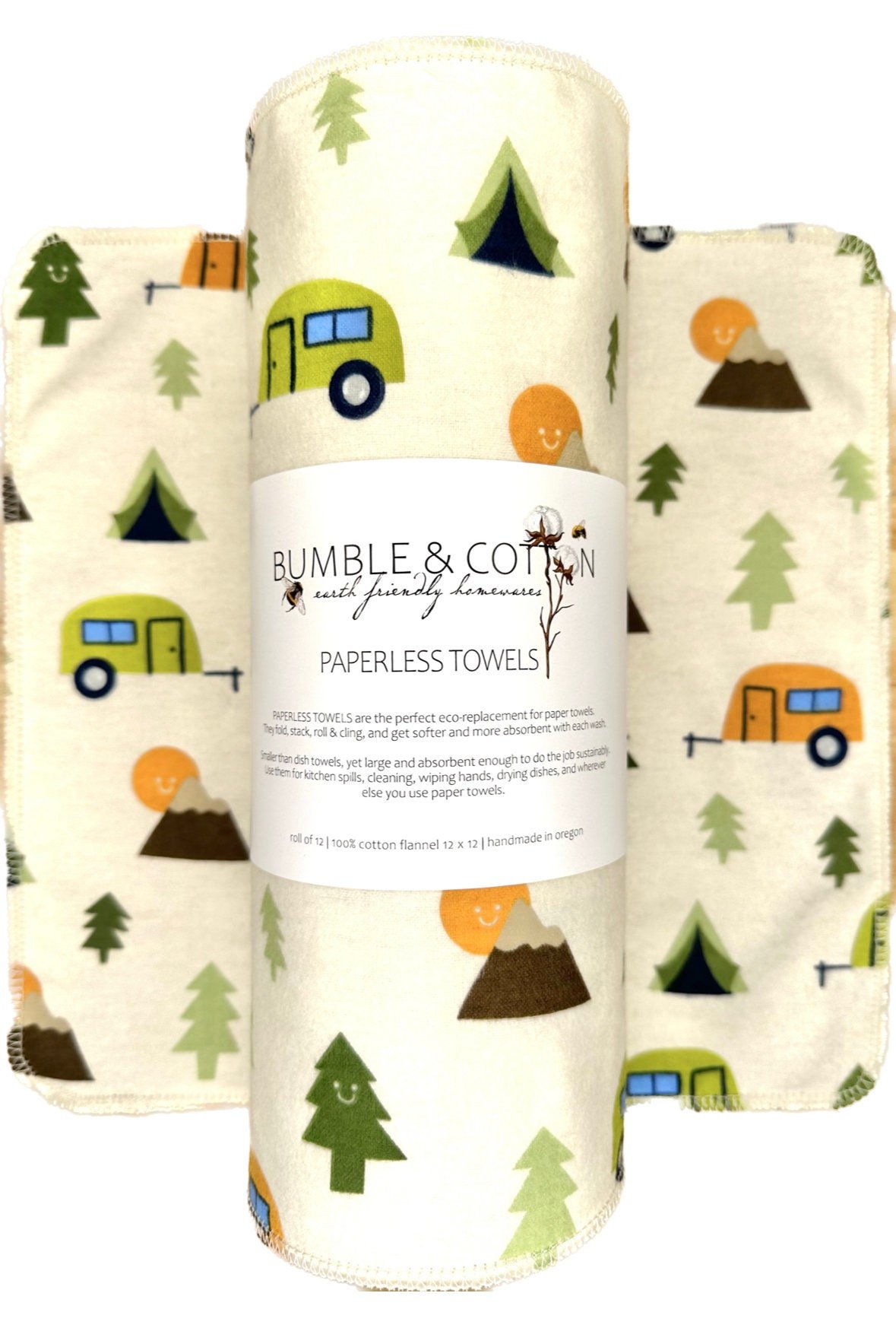 Summer Trio Paperless Towels Sunflowers & Nature || Unpaper Towels || Eco-Kitchen Zero Waste 12x12 Sheets