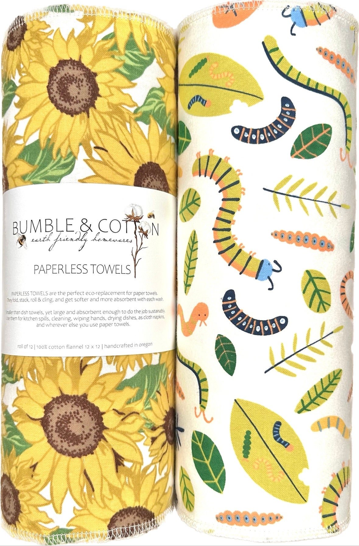 Summer Trio Paperless Towels Sunflowers & Nature || Unpaper Towels || Eco-Friendly Gift 12x12 Sheets